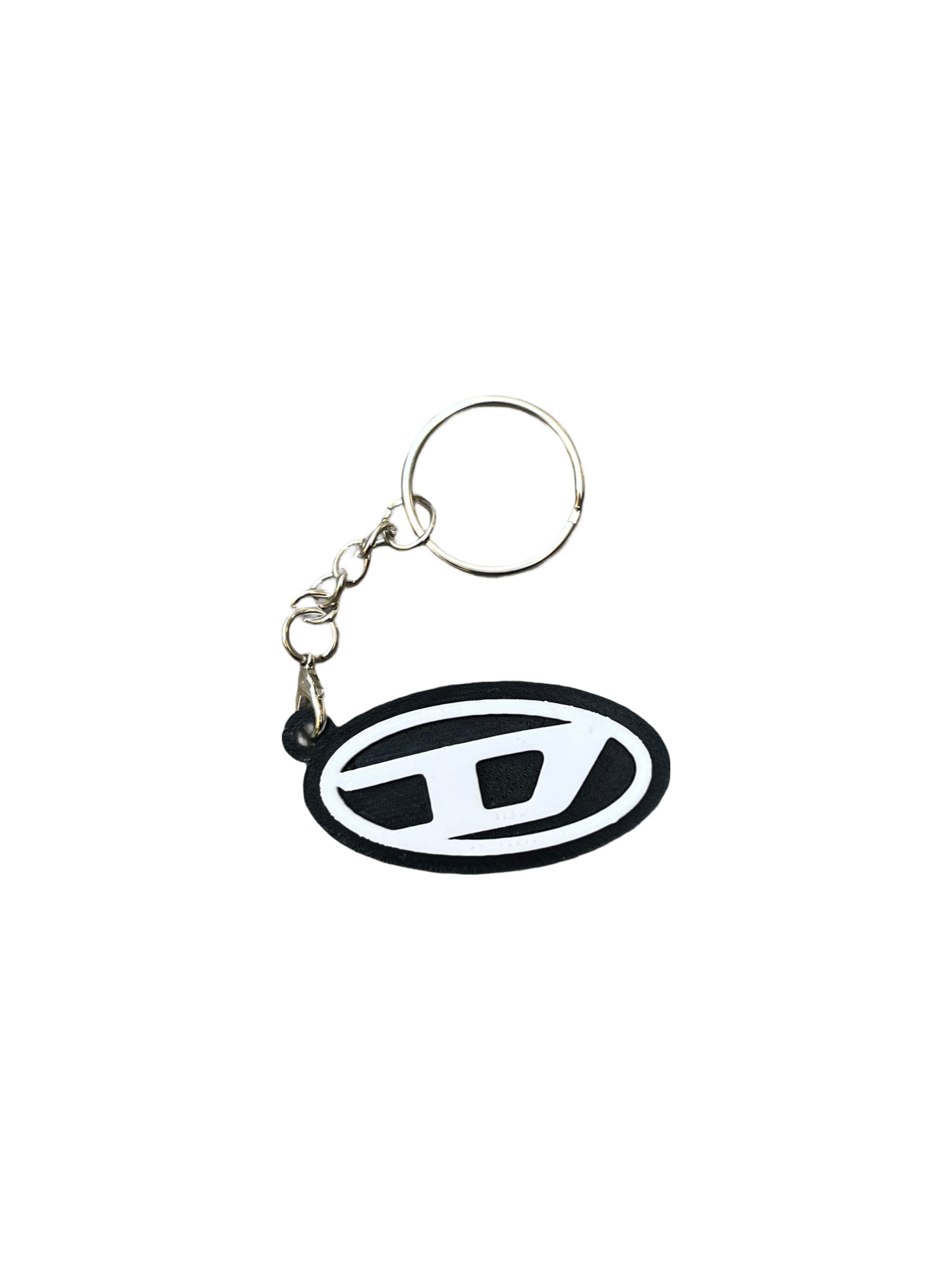 Diesel Oval D Logo 3D Printed Keychain - Black/White