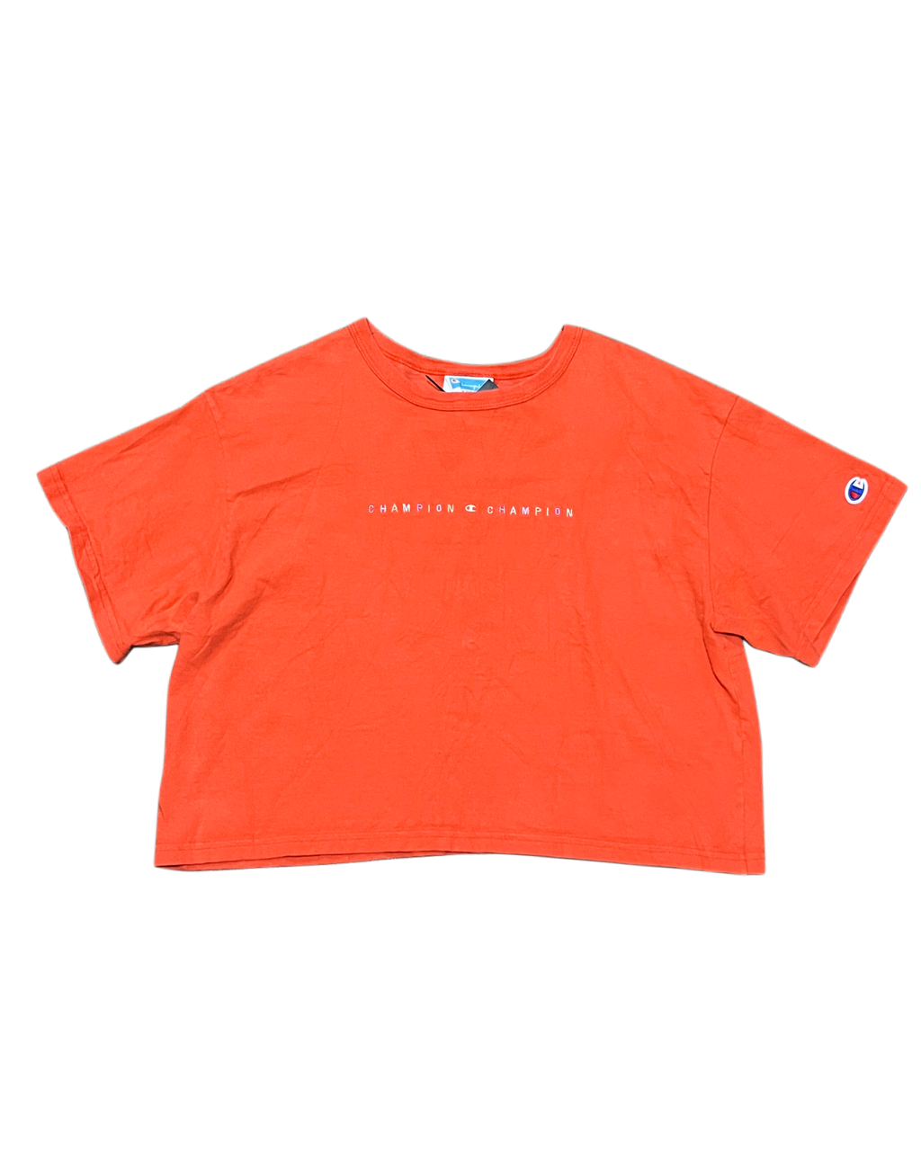 Champion Minimal Logo Cropped Tee - Orange