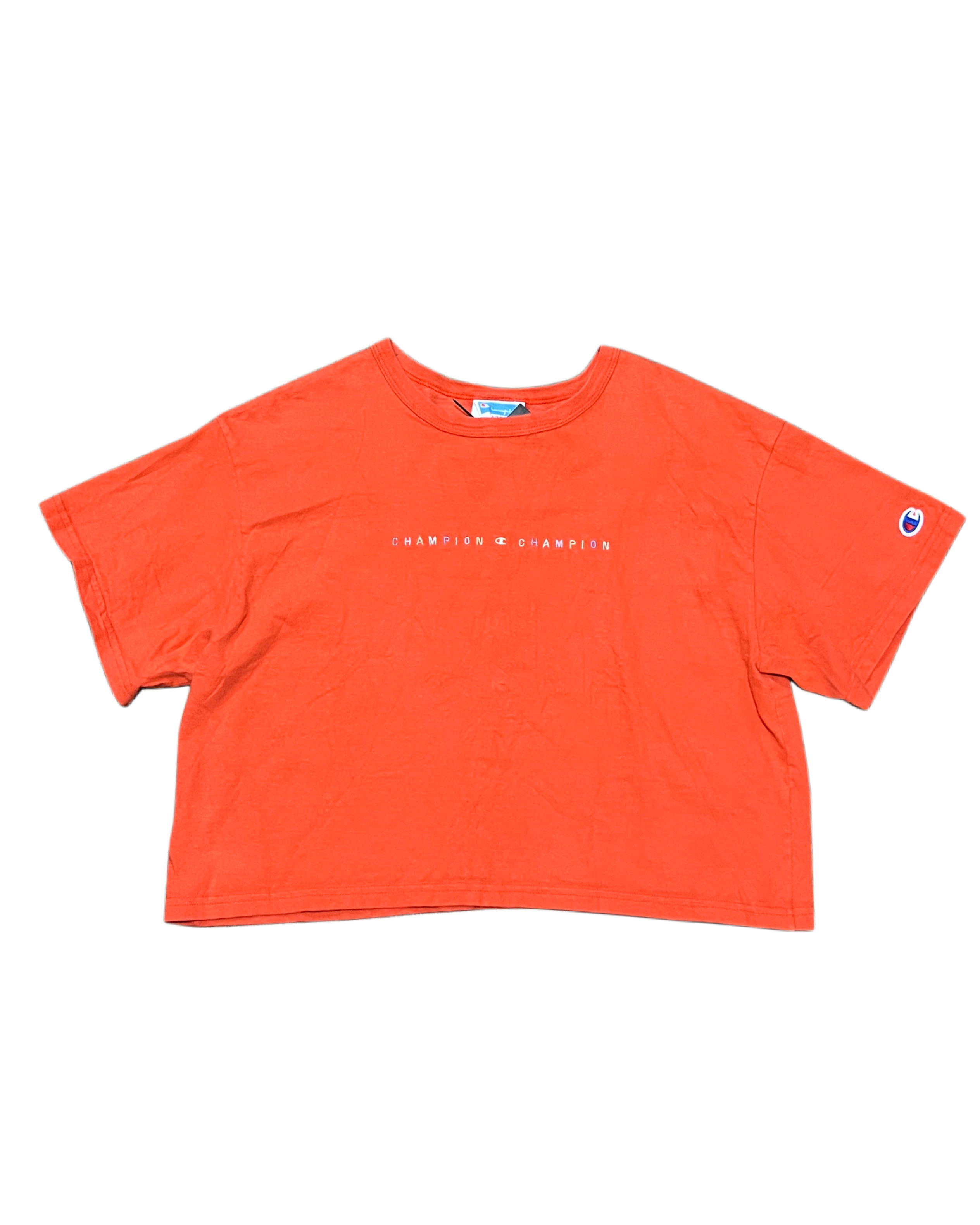Champion Minimal Logo Cropped Tee - Orange