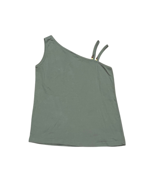 Asymmetric One-Shoulder Ribbed Tank Top - Sage Green