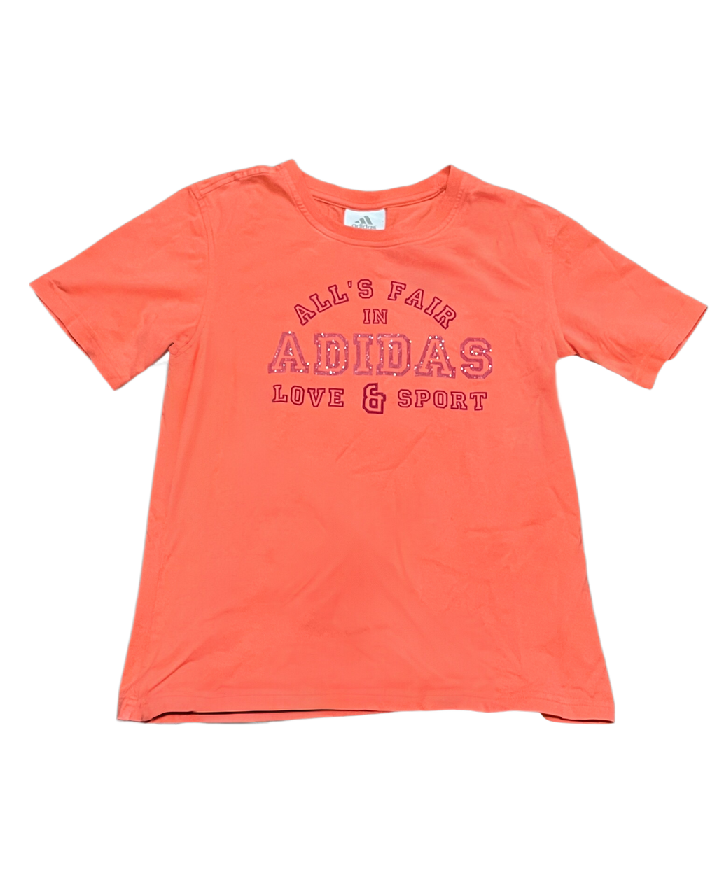 Adidas "All's Fair" Slogan Tee - Coral/Orange