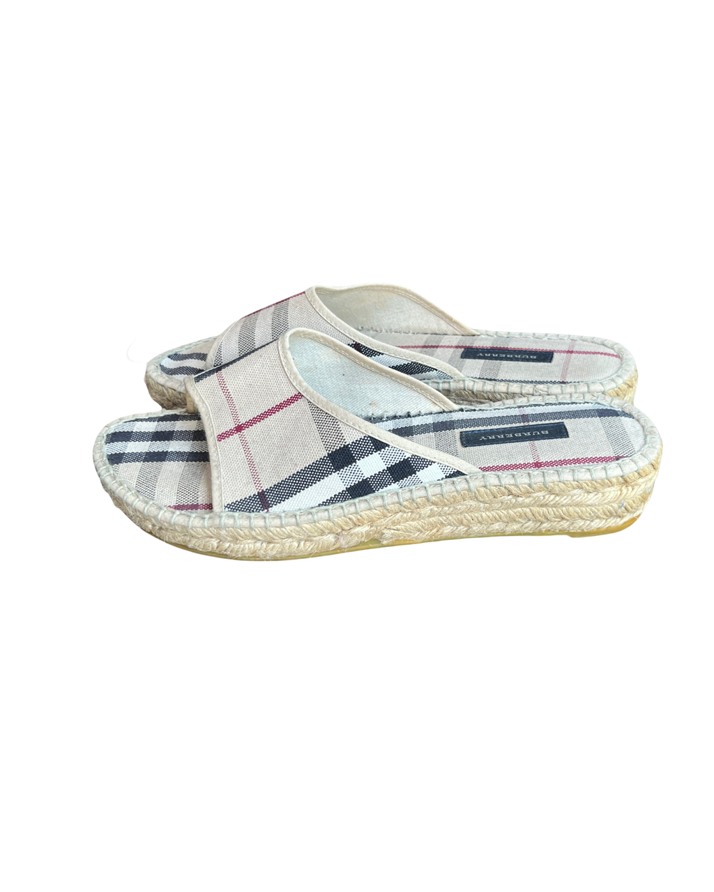 Burberry Vintage Check Canvas Espadrille Slides - Beige
