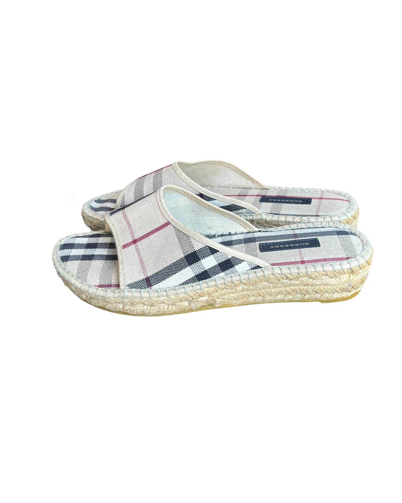 Burberry Vintage Check Canvas Espadrille Slides - Beige