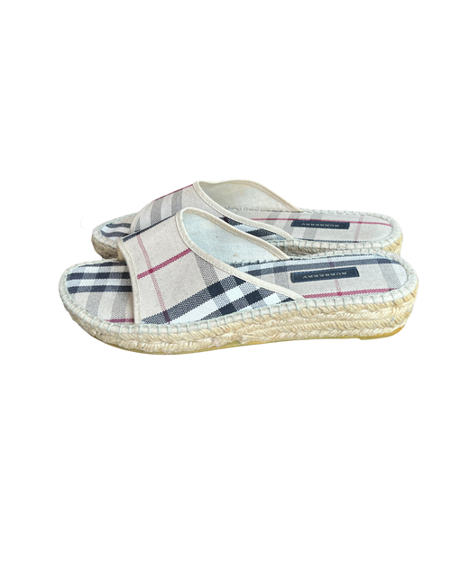 Burberry Vintage Check Canvas Espadrille Slides - Beige