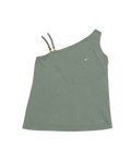 Asymmetric One-Shoulder Ribbed Tank Top - Sage Green