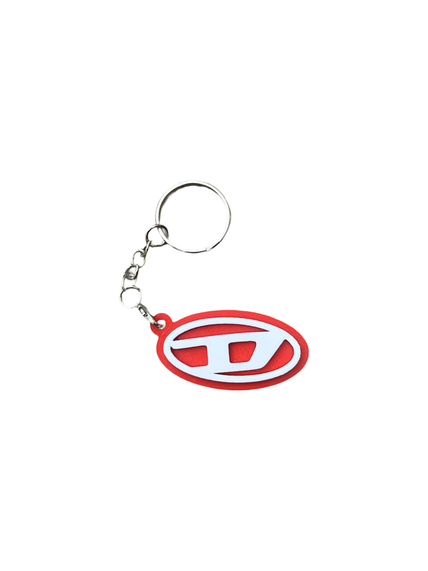Diesel Oval D Logo 3D Printed Keychain - Red/White