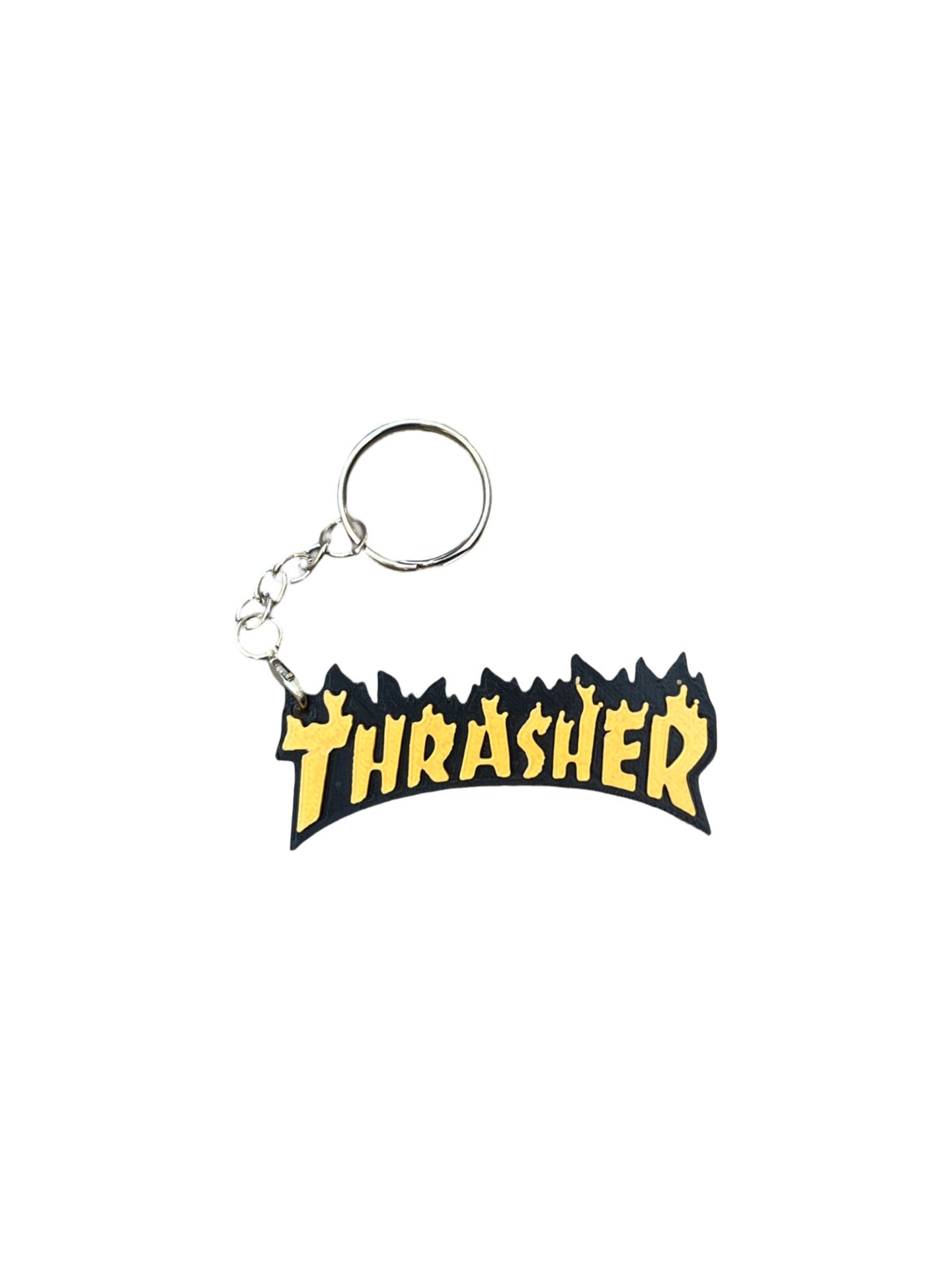 Thrasher Flame Logo 3D Printed Keychain - Yellow/Black