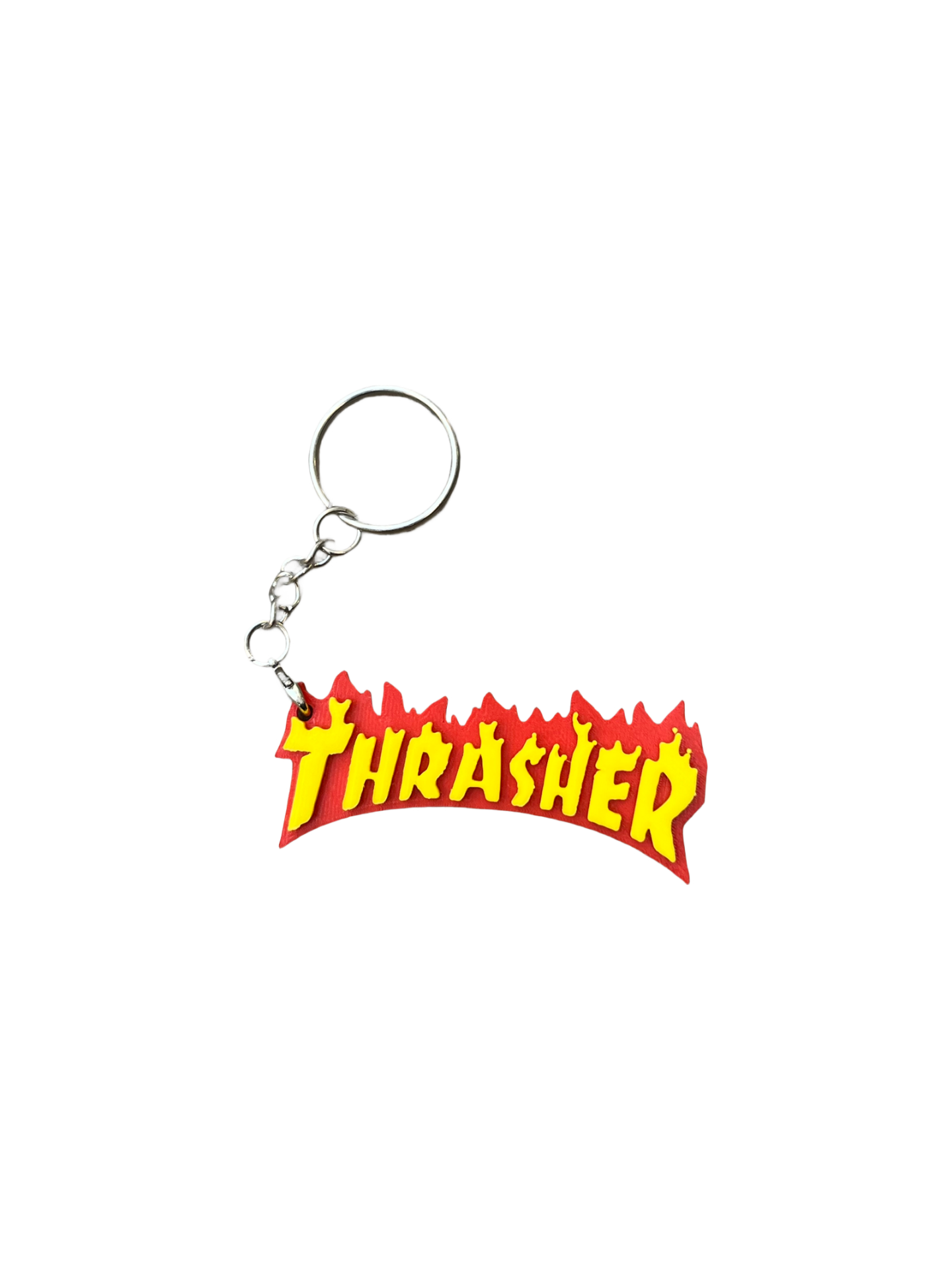 Thrasher Flame Logo 3D Printed Keychain - Yellow/red