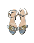 Gucci Marmont Metallic Silver Block Heel Sandals