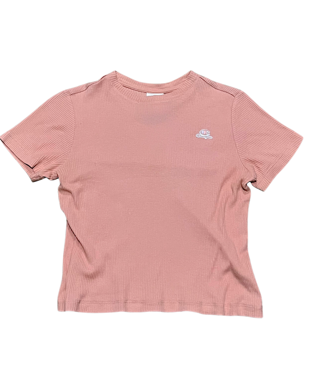 Champion Ribbed Logo Cropped Tee - Dusty Pink