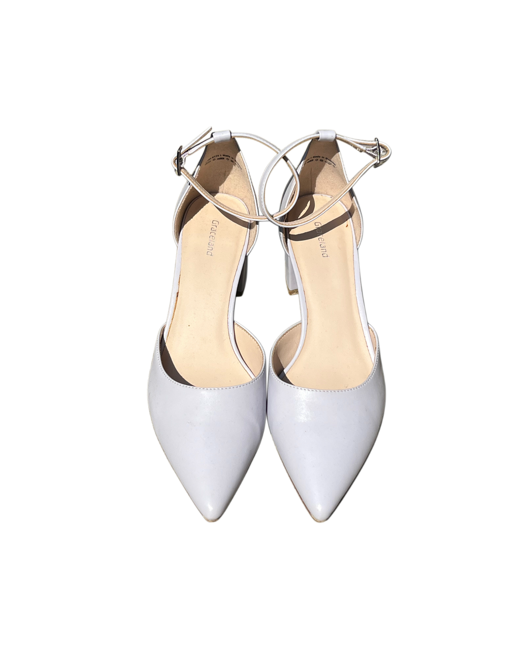 White Pointed Block Heels