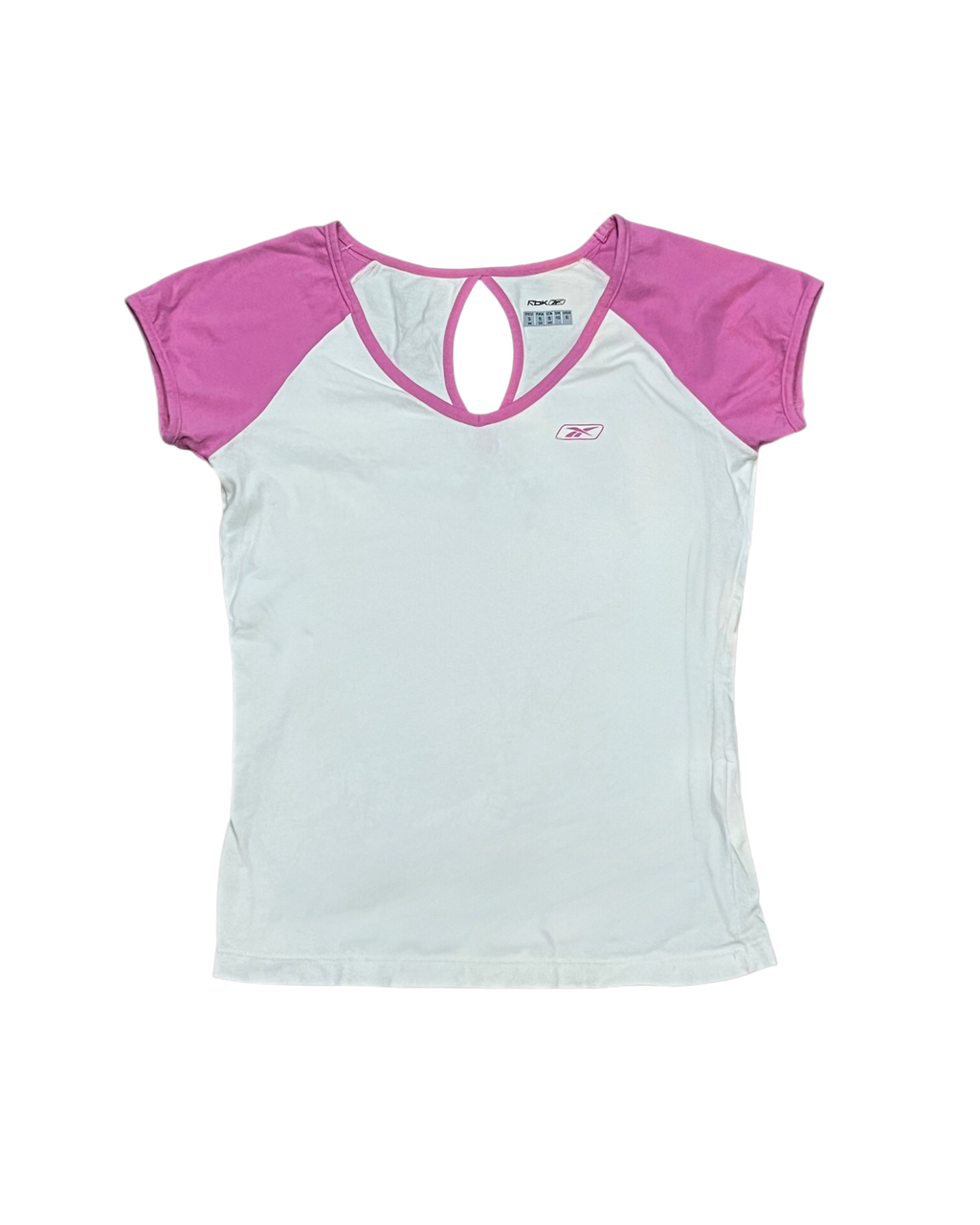 Reebok Raglan Keyhole Training Tee - White/Pink