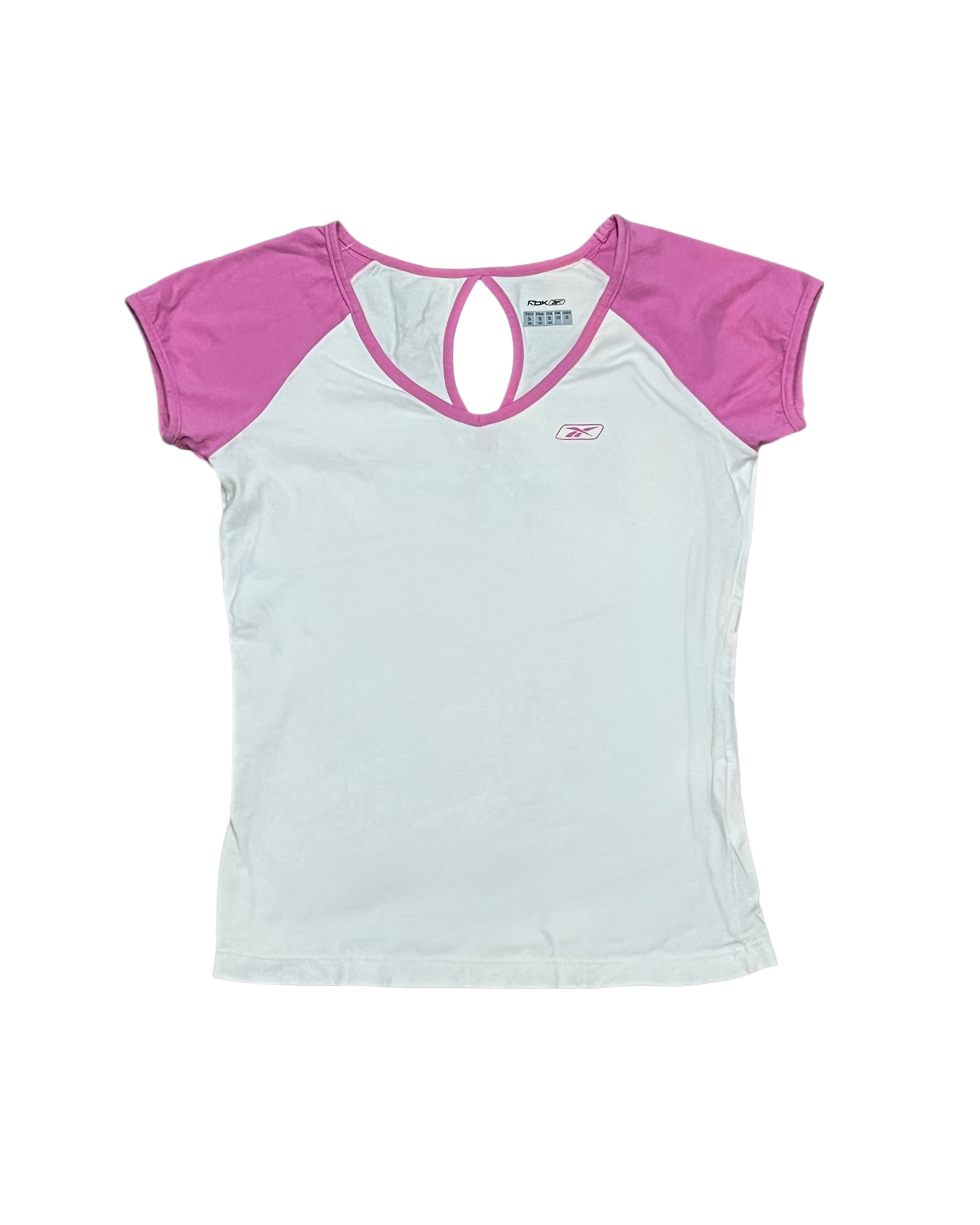 Reebok Raglan Keyhole Training Tee - White/Pink