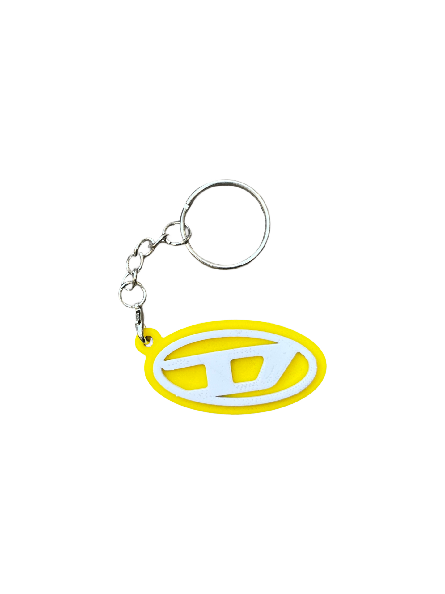 Diesel Oval D Logo 3D Printed Keychain - Yellow/White