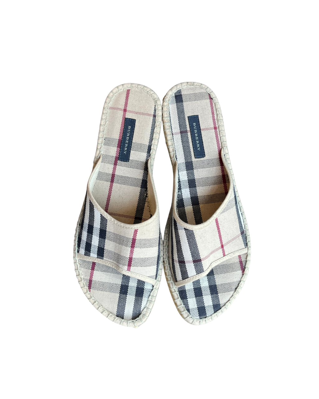 Burberry Vintage Check Canvas Espadrille Slides - Beige