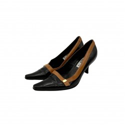 LUZI BLACK LEATHER HEELS