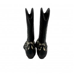 BLACK LEATHER COWBOY BOOTS
