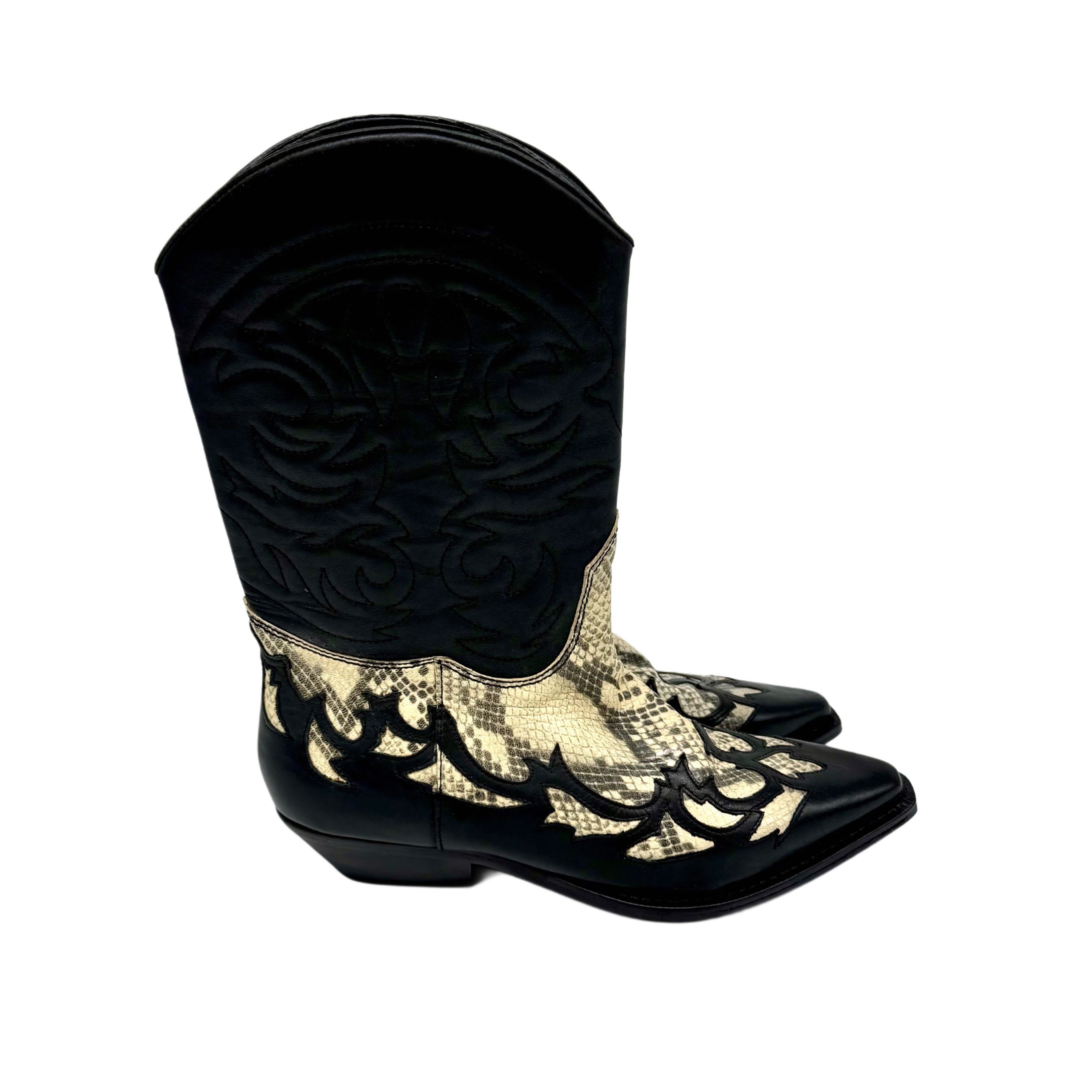 BLACK LEATHER COWBOY BOOTS BLACK LEATHER COWBOY BOOTS