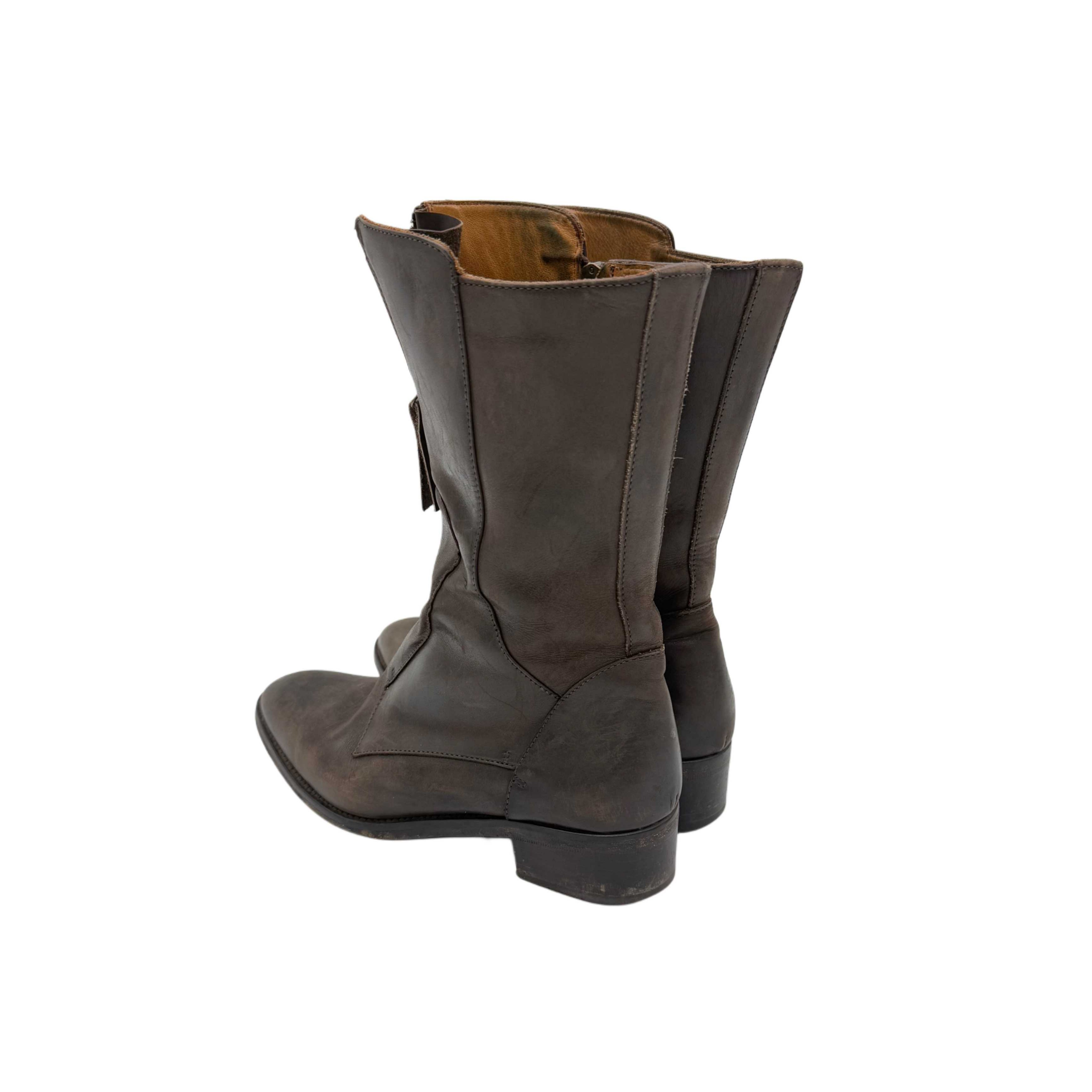 DARK BROWN LEATHER BOOTS VINTAGE DARK BROWN LEATHER BOOTS VINTAGE