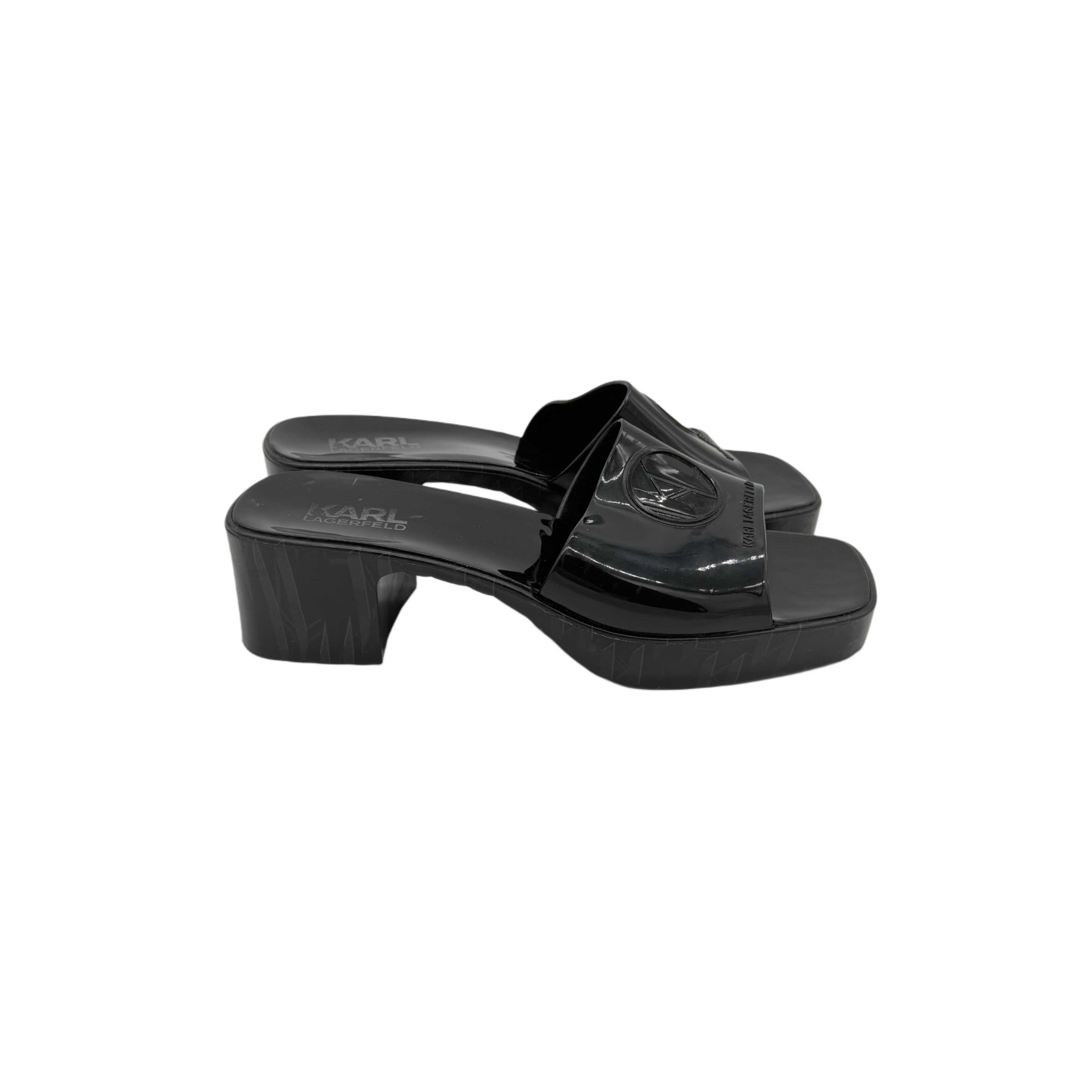 KARL LAGERFELD JELLY BLOCK HEELS BLACK KARL LAGERFELD JELLY BLOCK HEELS BLACK