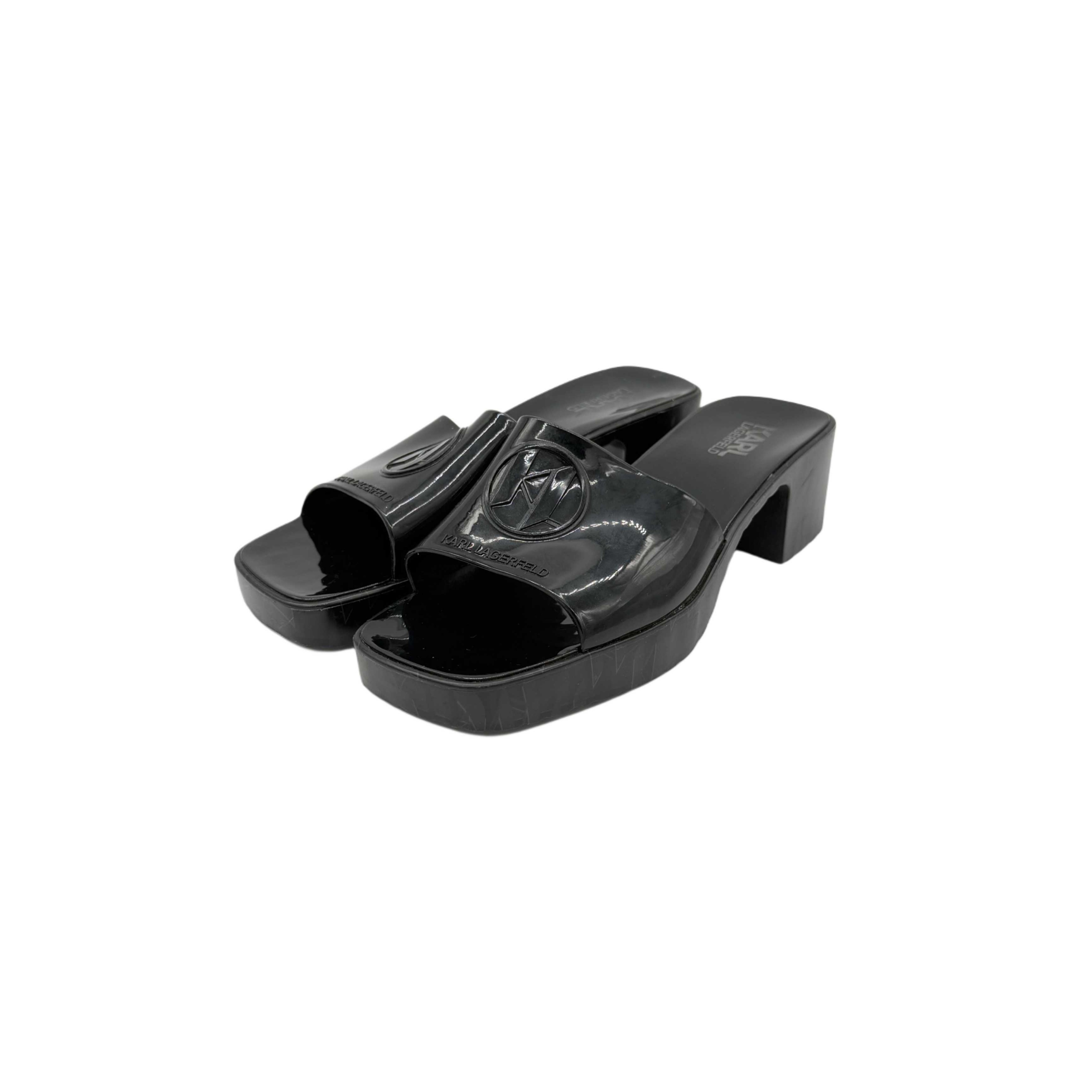 KARL LAGERFELD JELLY BLOCK HEELS BLACK KARL LAGERFELD JELLY BLOCK HEELS BLACK
