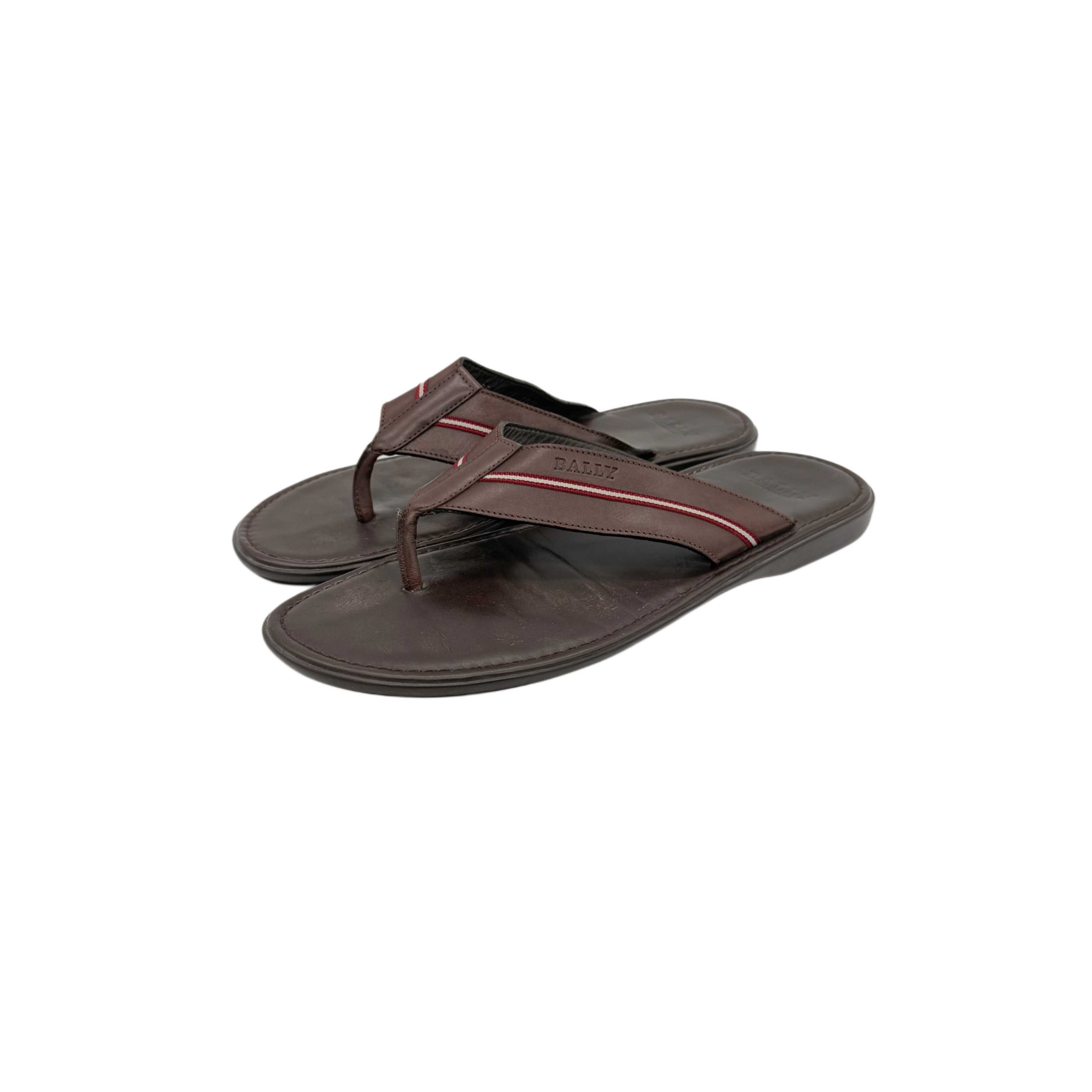 BALLY BROWN LEATHER SLIPPERS 