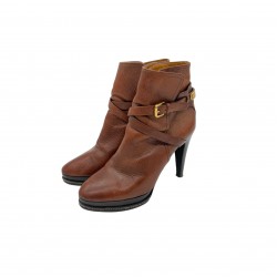 RALPH LAUREN BROWN HIGH HEEL BOOTS 