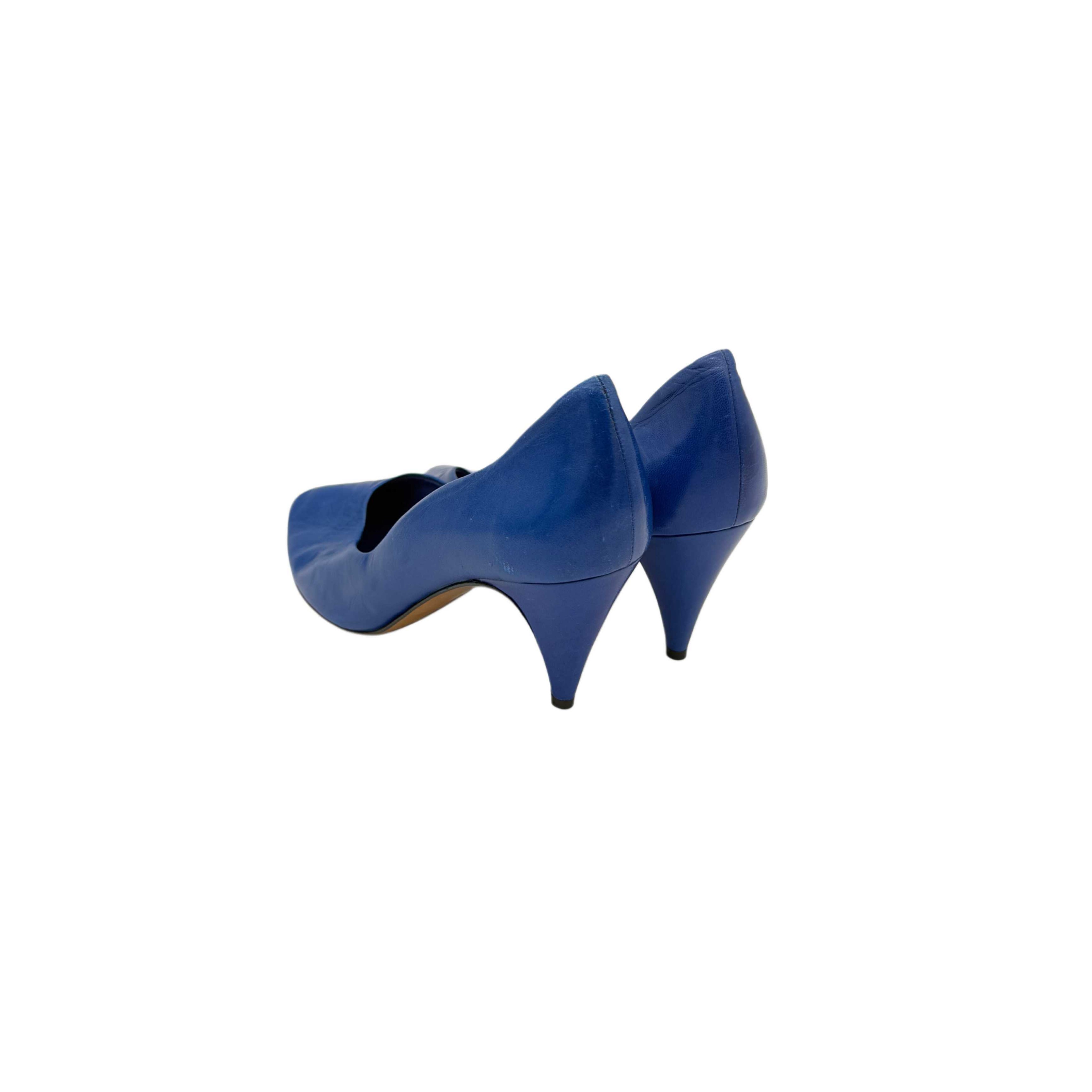 BLUE LEATHER HIGH HEELS VINTAGE BLUE LEATHER HIGH HEELS VINTAGE