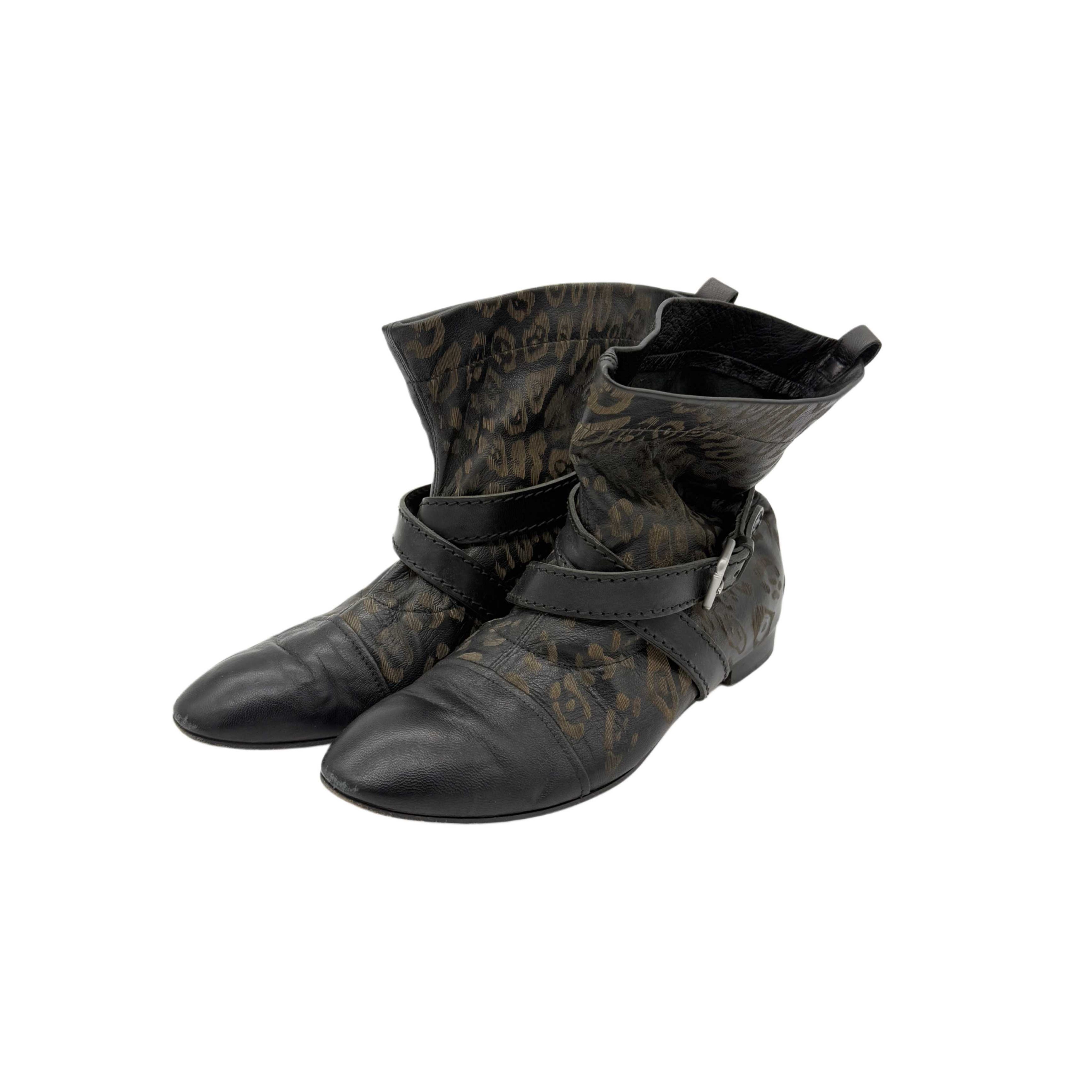BLACK LEOPARD BOOTS VINTAGE BLACK LEOPARD BOOTS VINTAGE