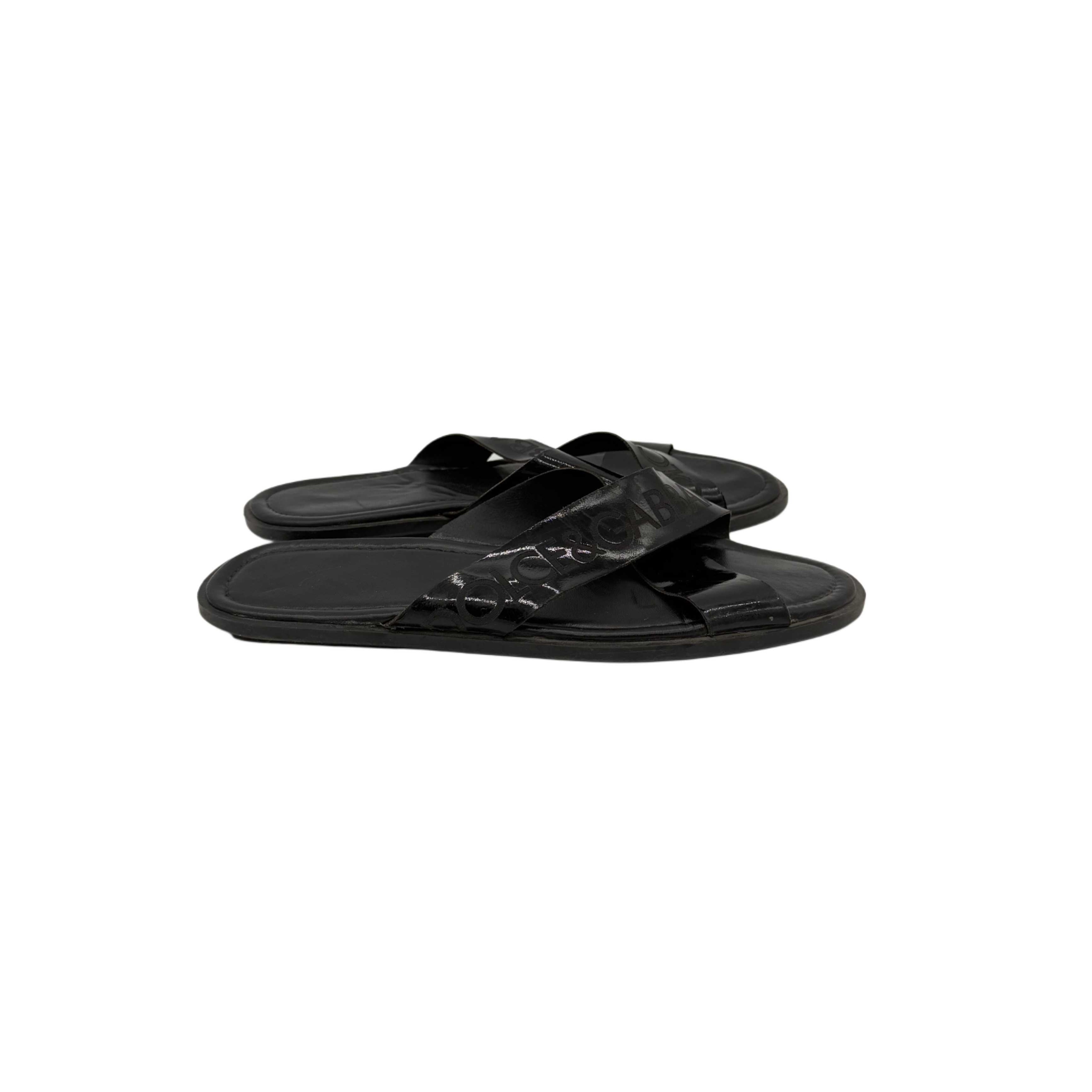 DOLCE AND GABBANA BLACK SLIPPERS