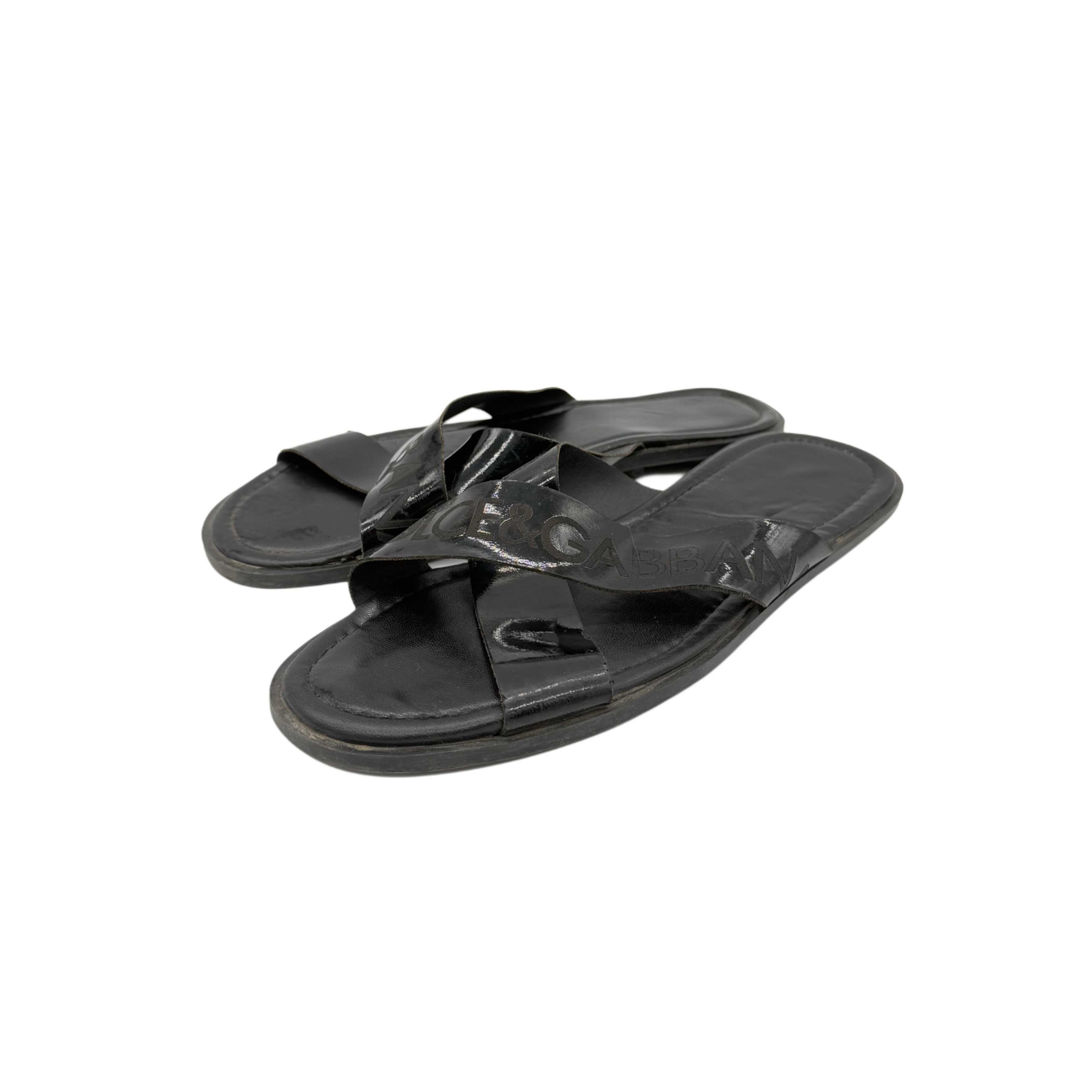 DOLCE AND GABBANA BLACK SLIPPERS