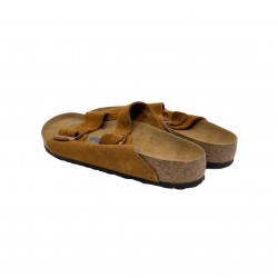 BIRKENSTOCK  BROWN TWO STRAPS FLAT SANDALS