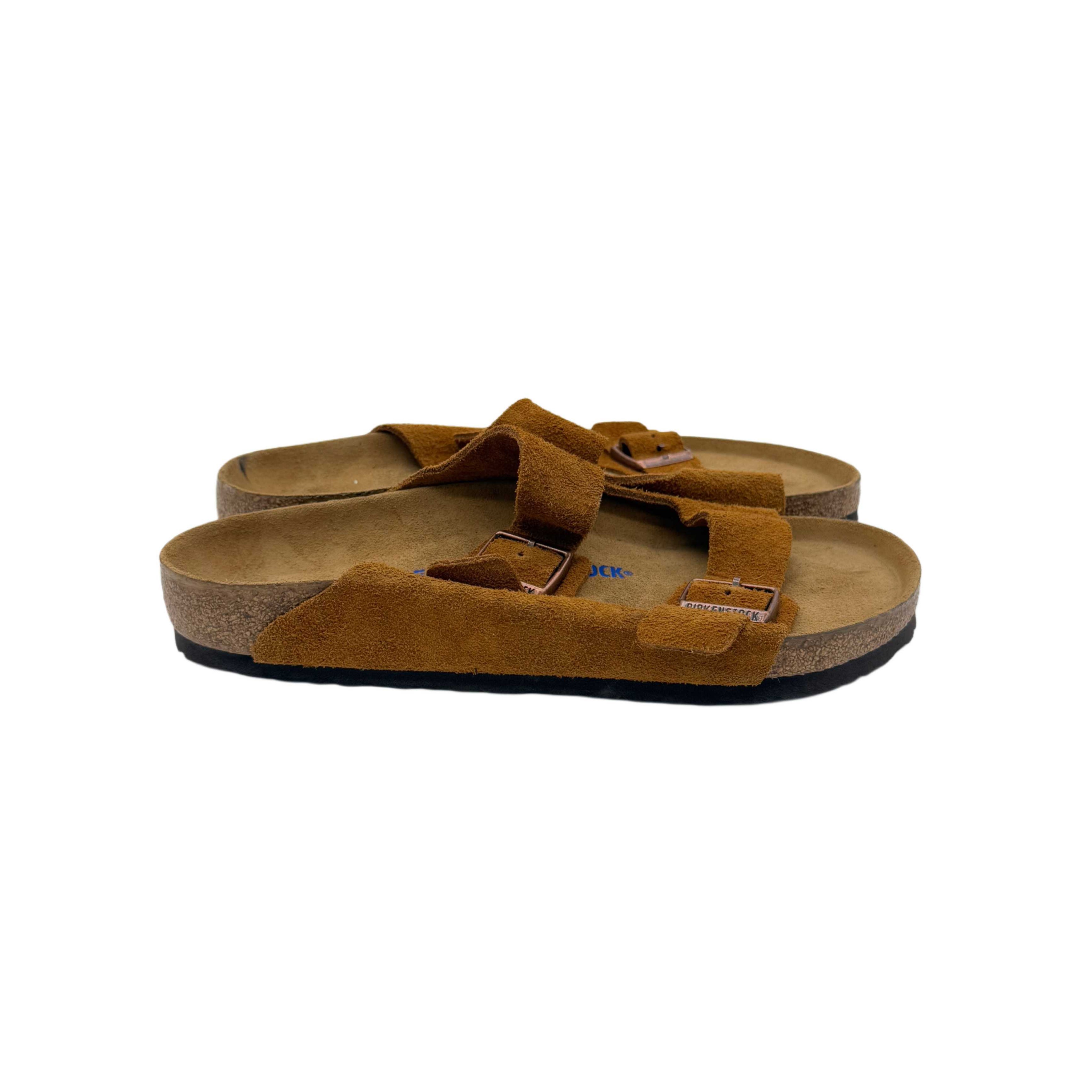BIRKENSTOCK BROWN TWO STRAPS FLAT SANDALS BIRKENSTOCK BROWN TWO STRAPS FLAT SANDALS