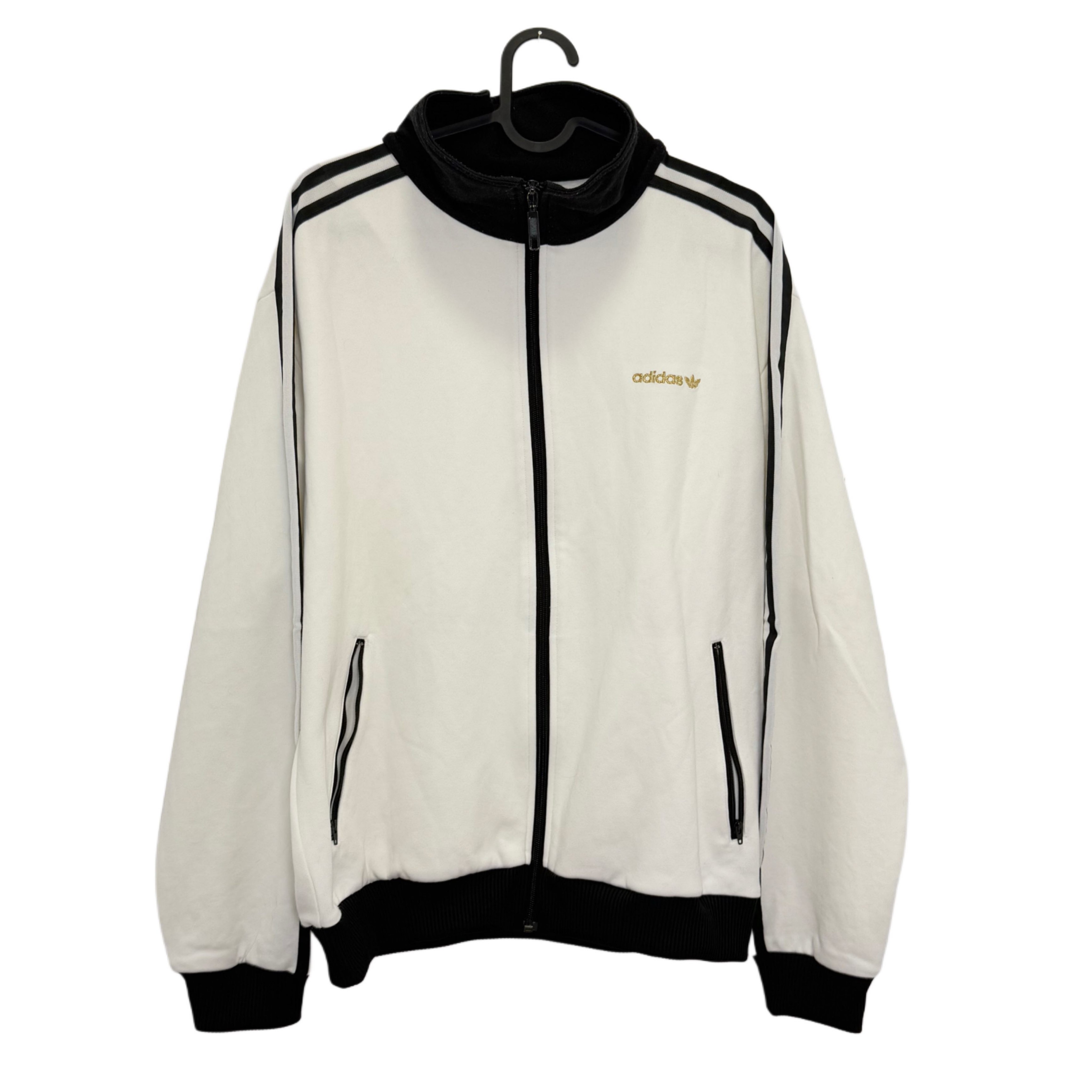 ADIDAS WHITE JACKET WITH BLACK STRAPS ADIDAS WHITE JACKET WITH BLACK STRAPS
