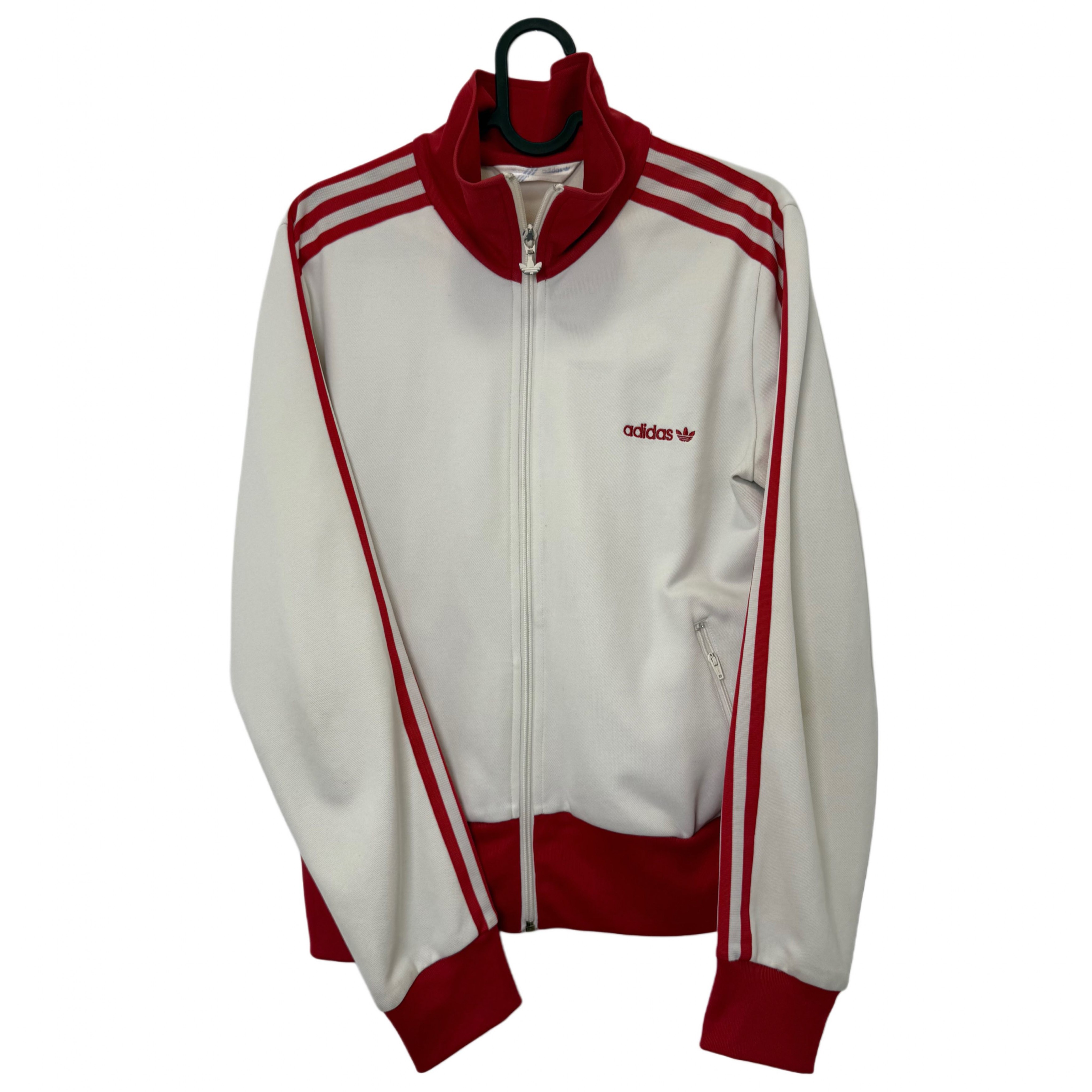 ADIDAS WHITE AND RED STRAPS JACKET ADIDAS WHITE AND RED STRAPS JACKET