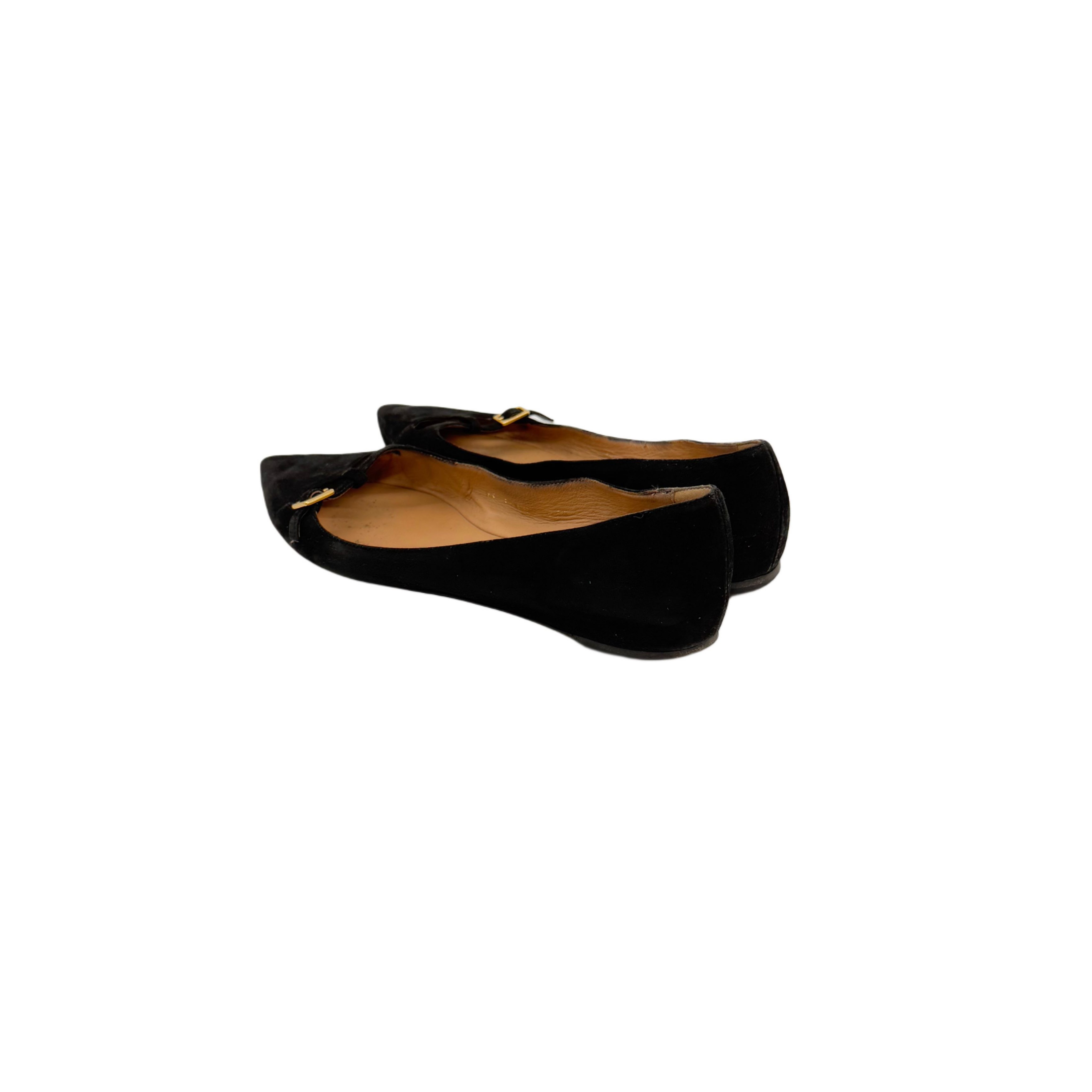FERRAGAMO BLACK SUEDE POINTY BALLERINAS FERRAGAMO BLACK SUEDE POINTY BALLERINAS