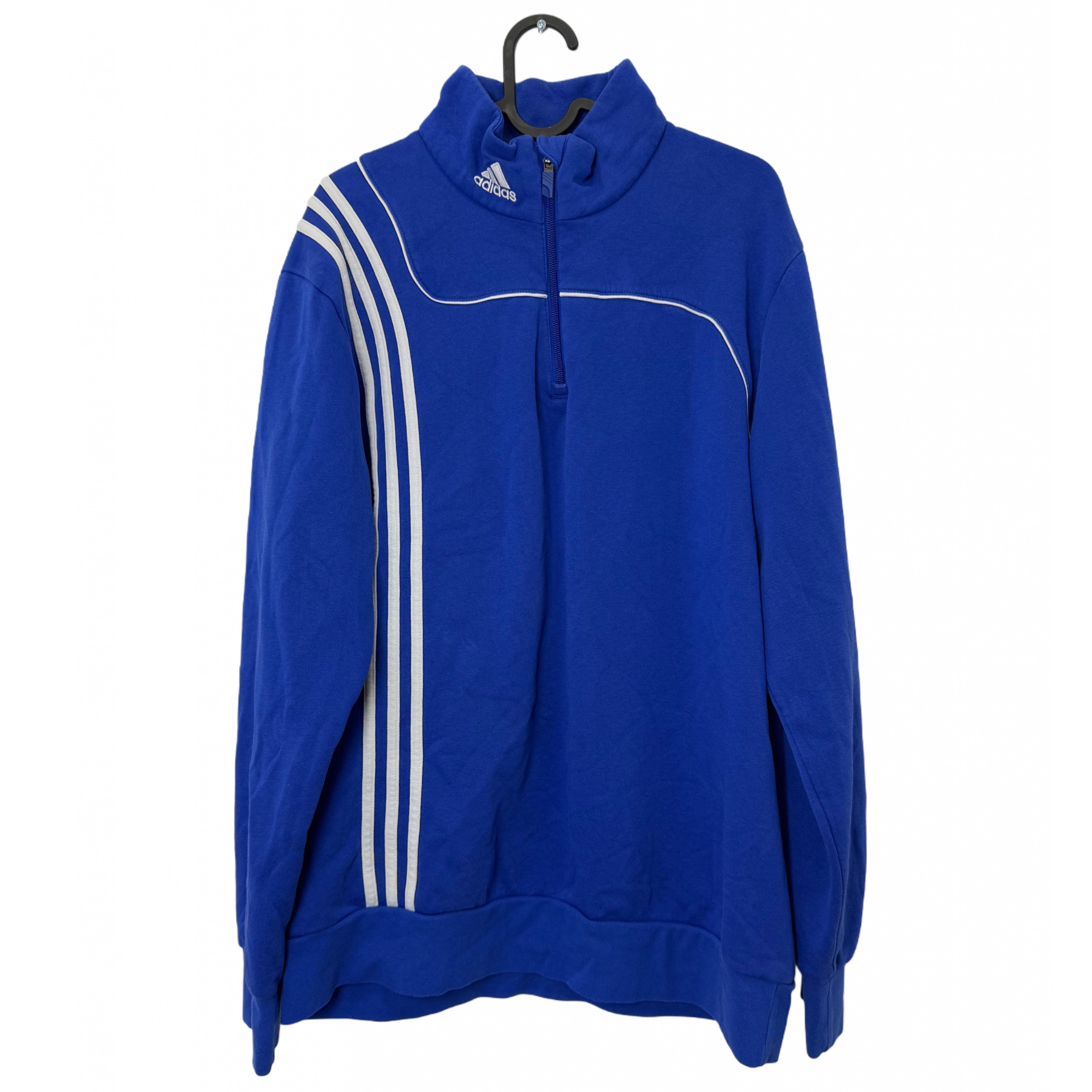 ADIDAS BLUE HALF ZIP SWEATSHIRT ADIDAS BLUE HALF ZIP SWEATSHIRT