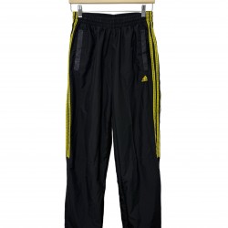 ADIDAS BLACK WITH YELLOW STRAPS TRACK PANTS