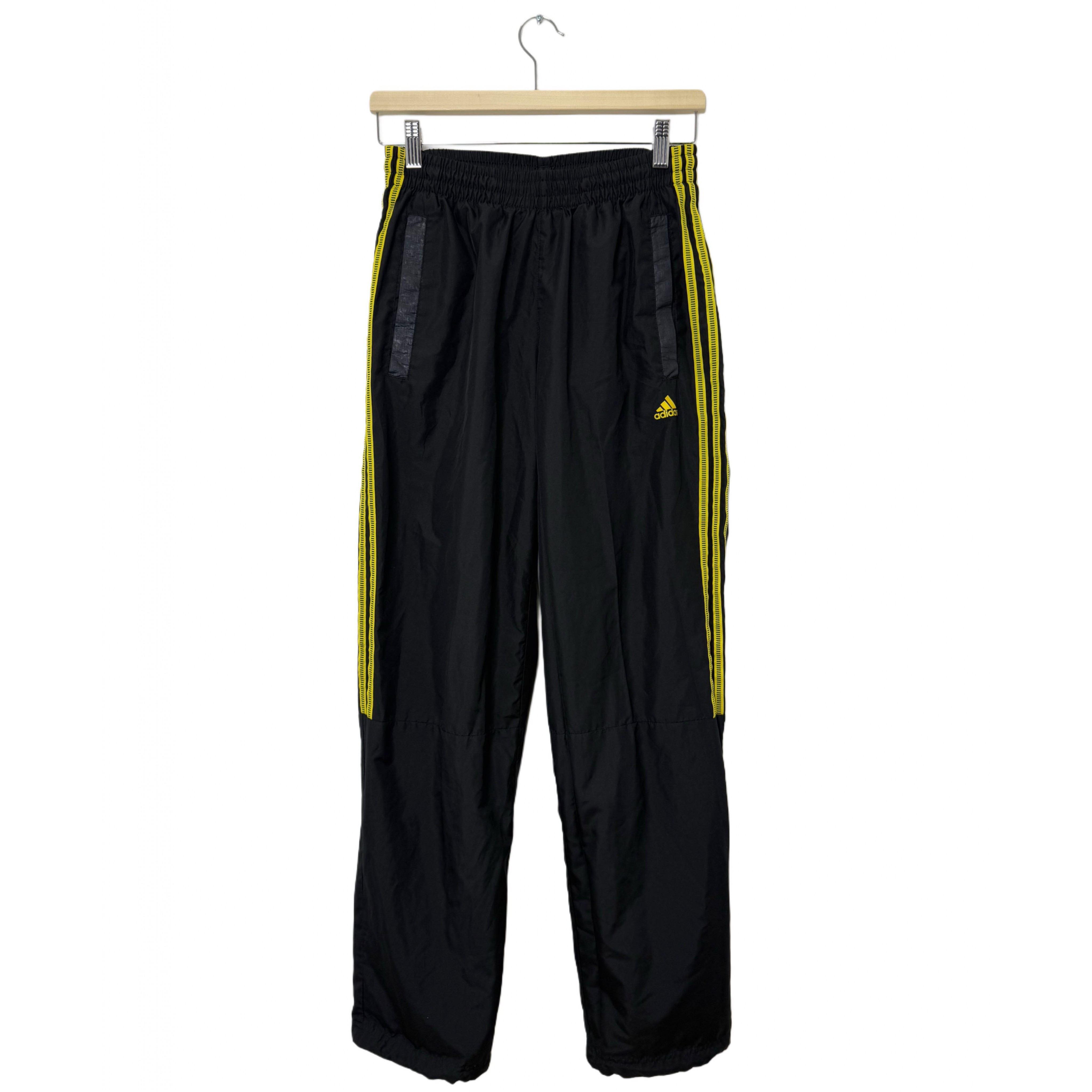 ADIDAS BLACK WITH YELLOW STRAPS TRACK PANTS ADIDAS BLACK WITH YELLOW STRAPS TRACK PANTS