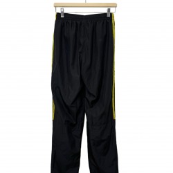 ADIDAS BLACK WITH YELLOW STRAPS TRACK PANTS
