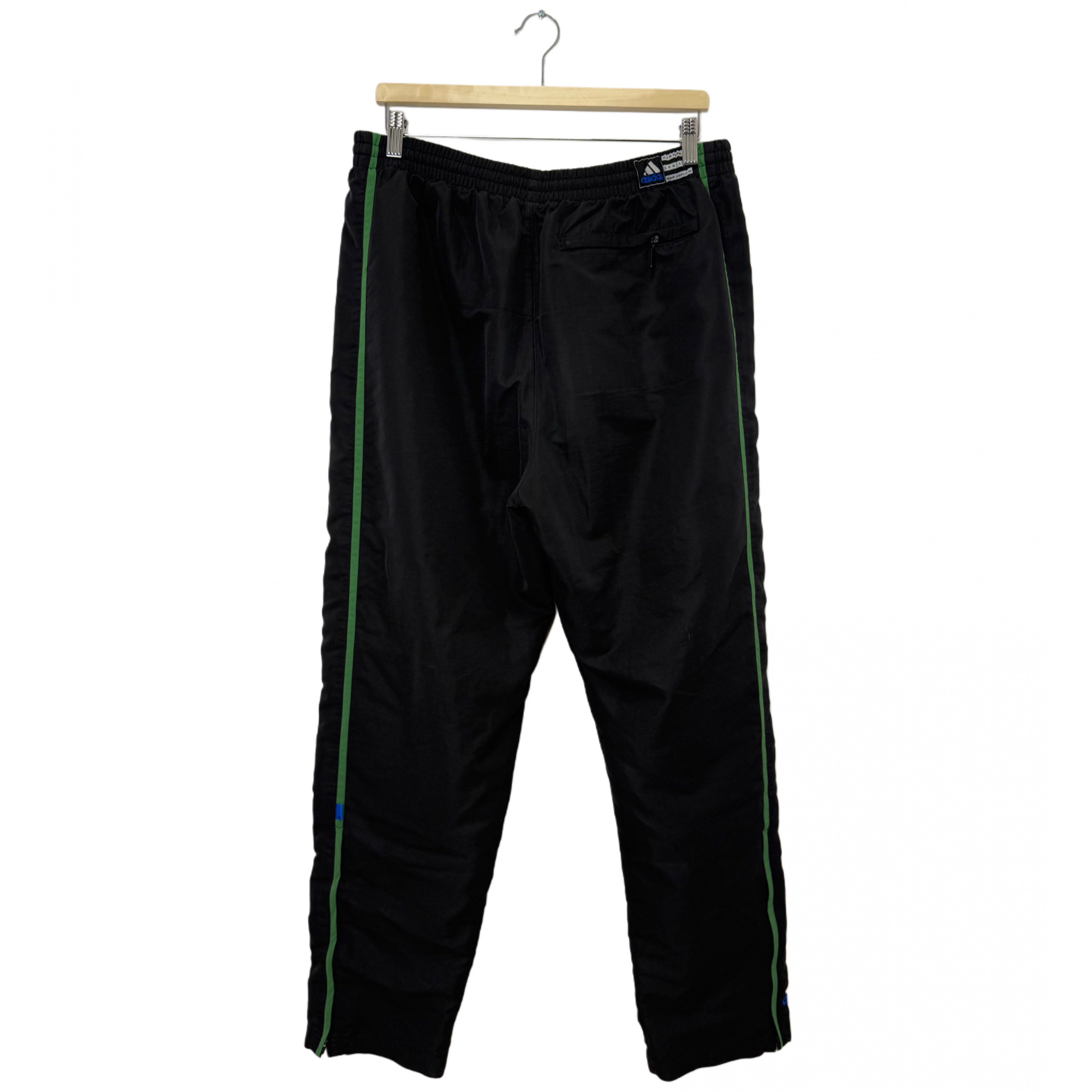 ADIDAS BLACK WITH GREEN STRAP TRACK PANTS ADIDAS BLACK WITH GREEN STRAP TRACK PANTS