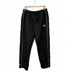 ADIDAS BLACK WITH GREEN STRAP TRACK PANTS