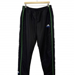 ADIDAS BLACK WITH GREEN STRAP TRACK PANTS
