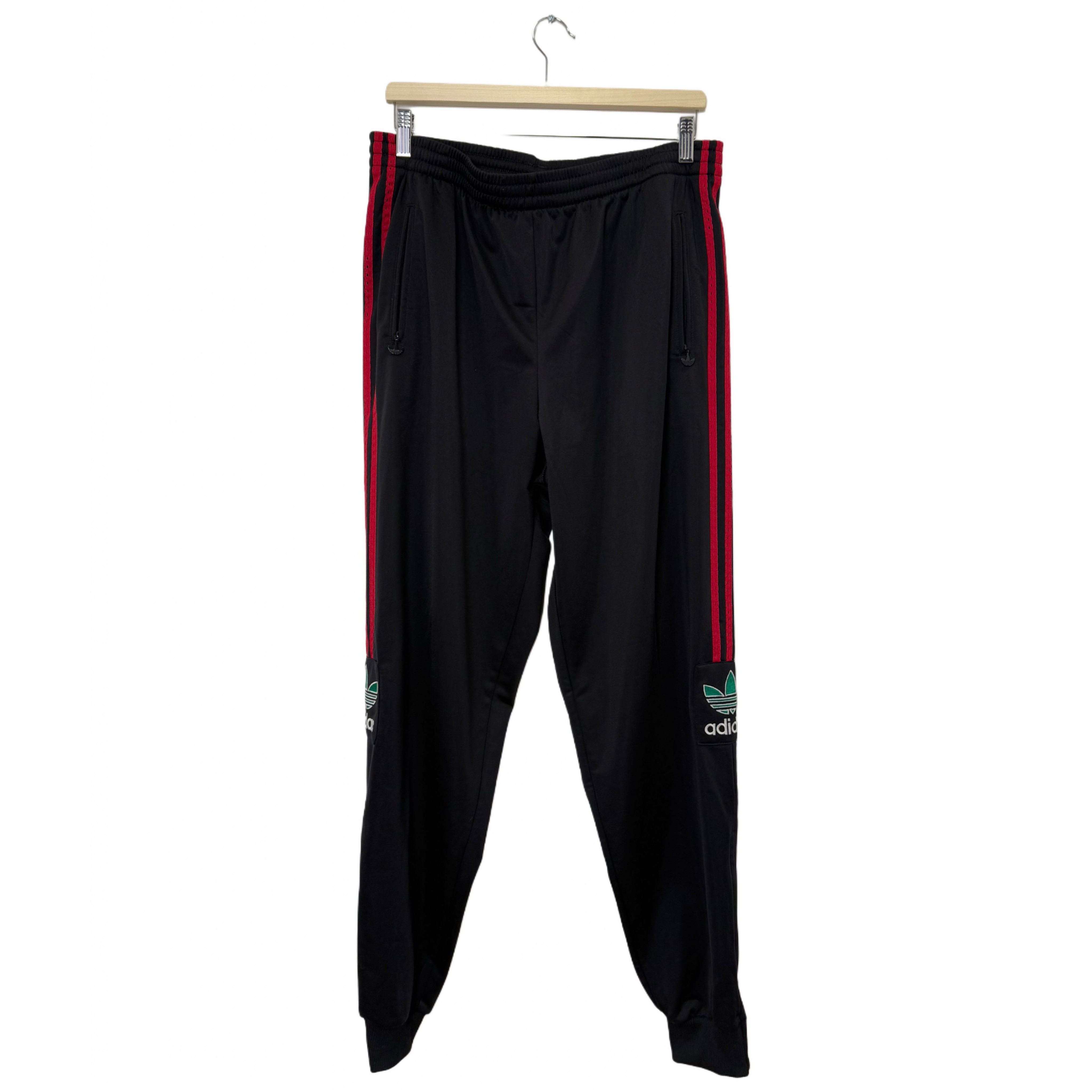 ADIDAS ORIGINALS BLACK WITH RED STRAPS TRACK PANTS ADIDAS ORIGINALS BLACK WITH RED STRAPS TRACK PANTS