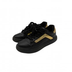 VERSACE BLACK LEATHER SNEAKERS