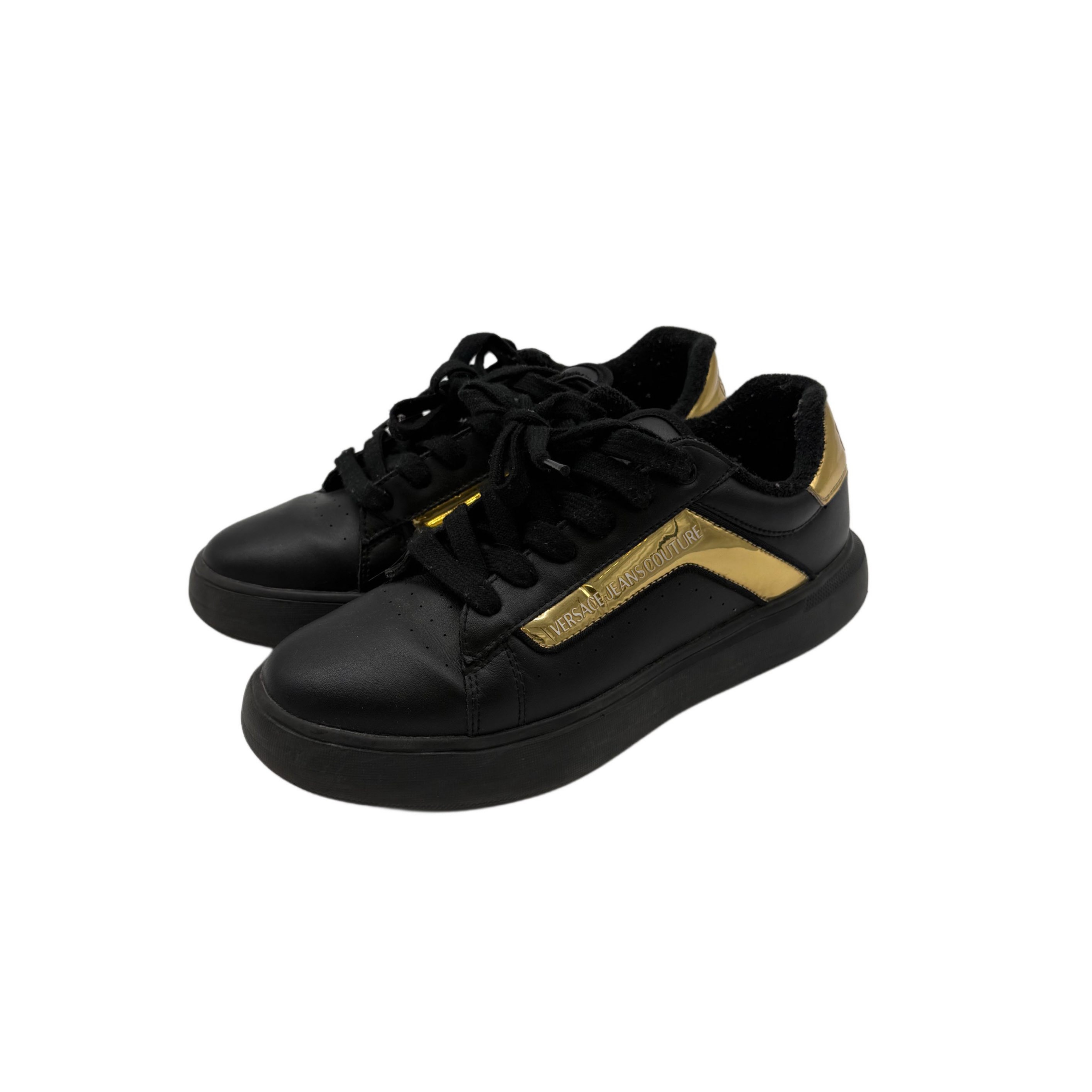 VERSACE BLACK LEATHER SNEAKERS VERSACE BLACK LEATHER SNEAKERS