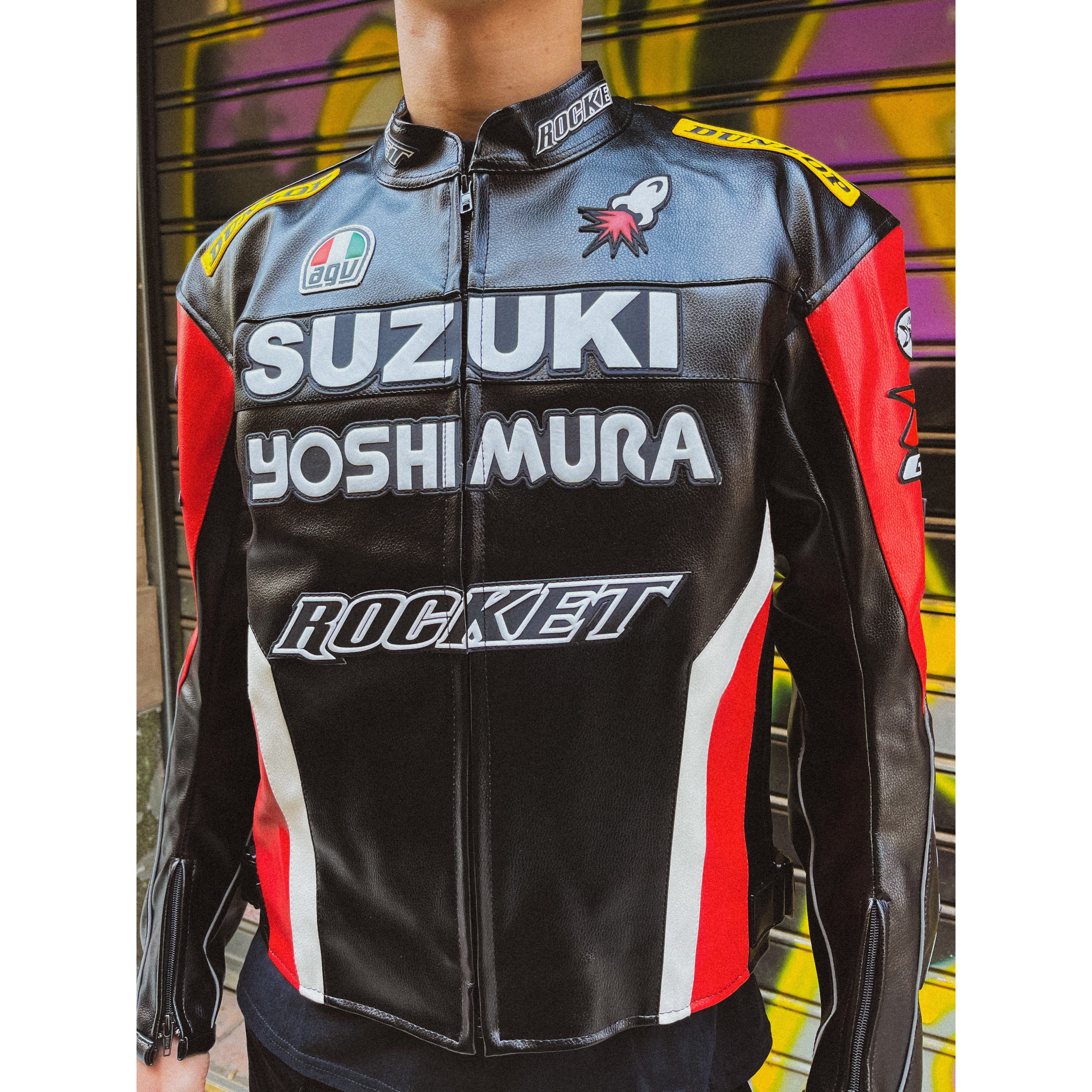 SUZUKI BLACK RACING LEATHER BIKE JACKET SUZUKI BLACK RACING LEATHER BIKE JACKET
