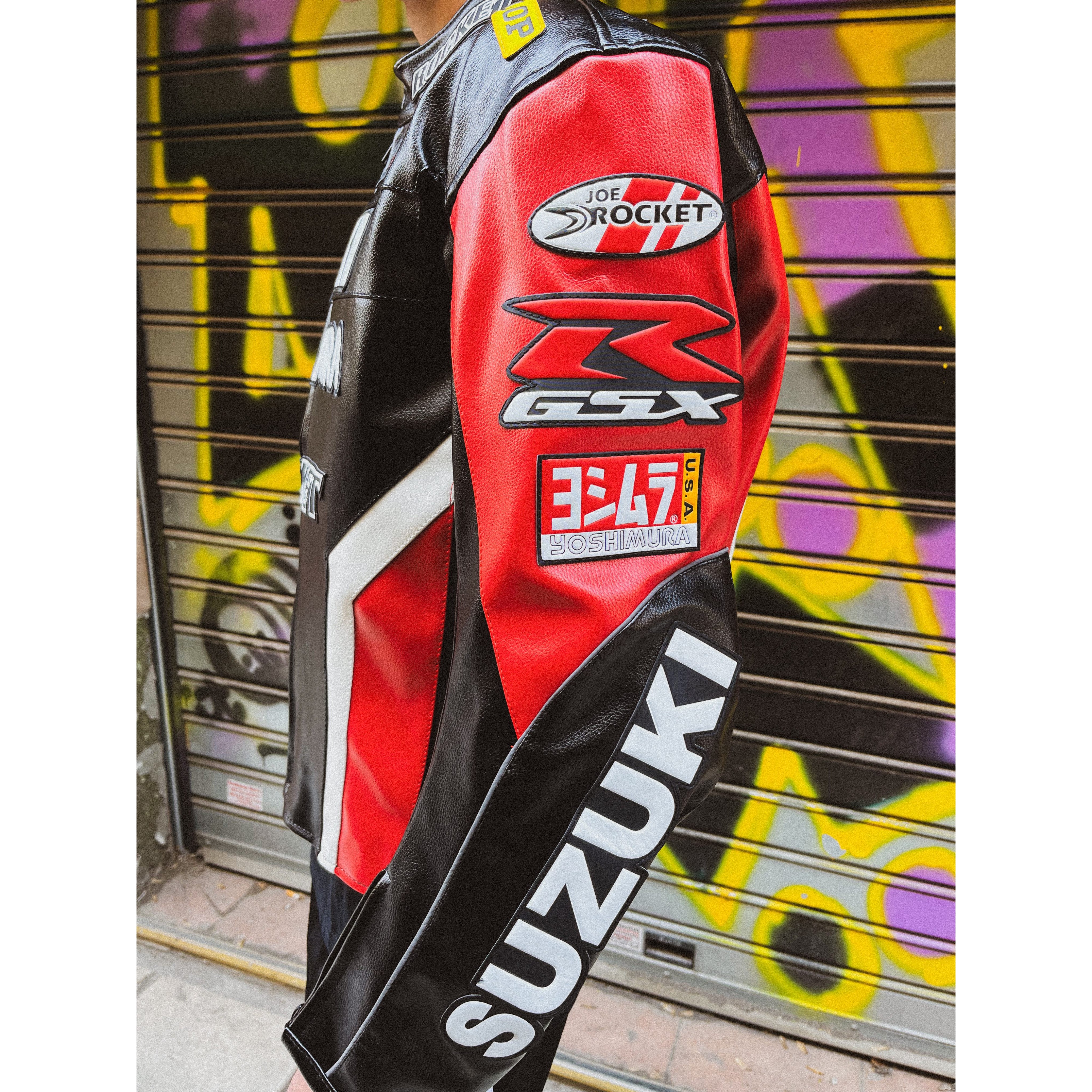 SUZUKI BLACK RACING LEATHER BIKE JACKET SUZUKI BLACK RACING LEATHER BIKE JACKET