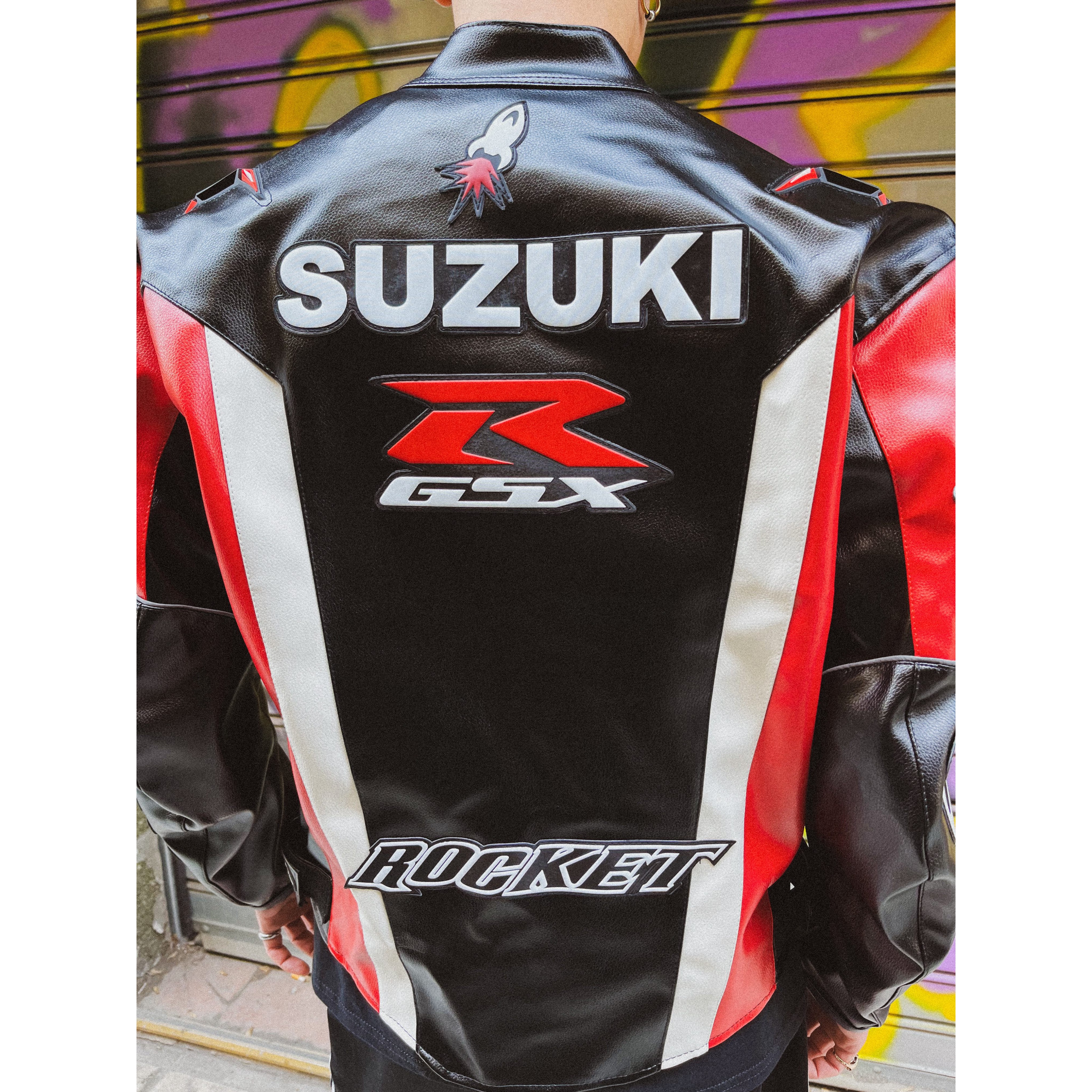 SUZUKI BLACK RACING LEATHER BIKE JACKET SUZUKI BLACK RACING LEATHER BIKE JACKET