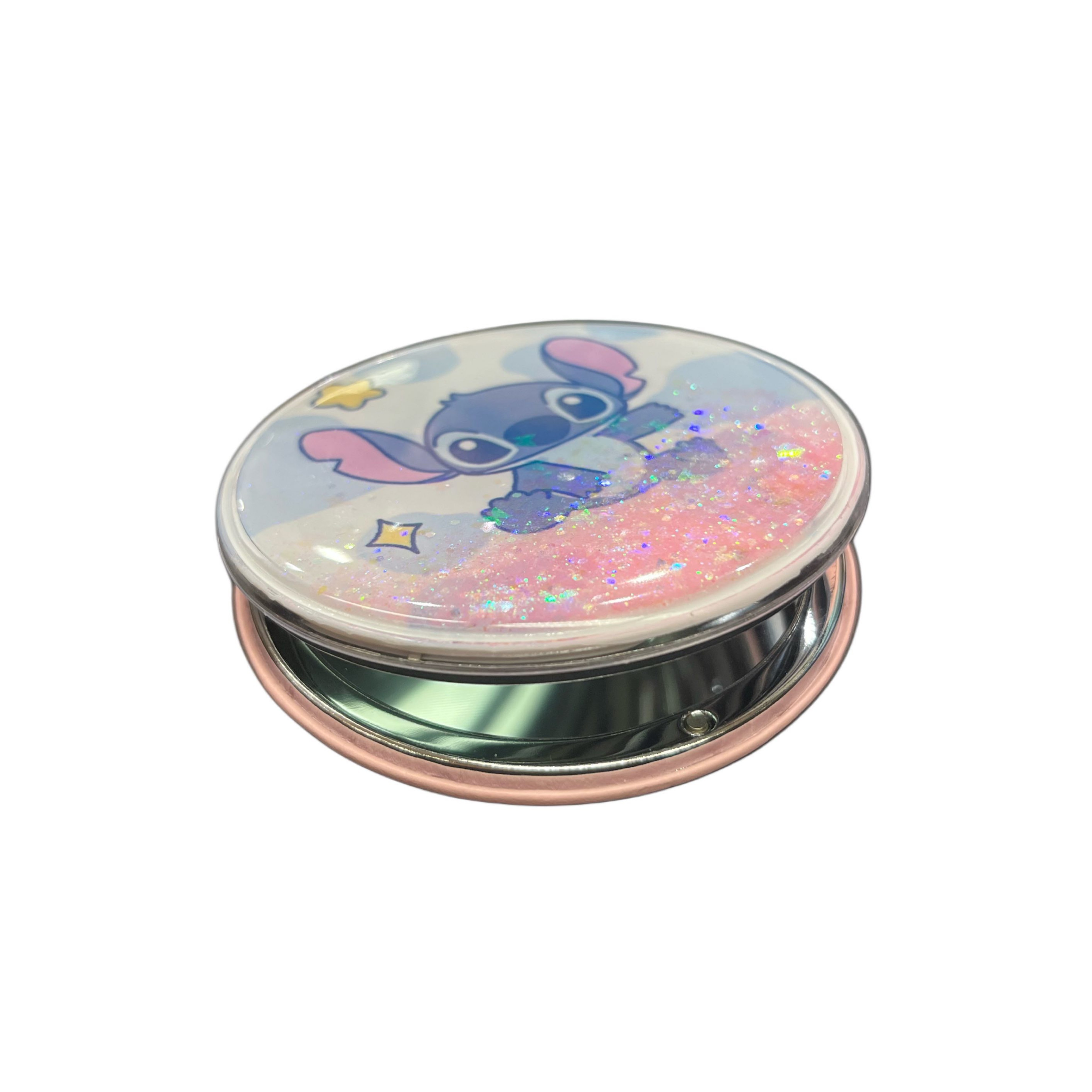 LILO AND STITCH ROUND DOUBLE COMPACT MIRROR WITH SEQUINS